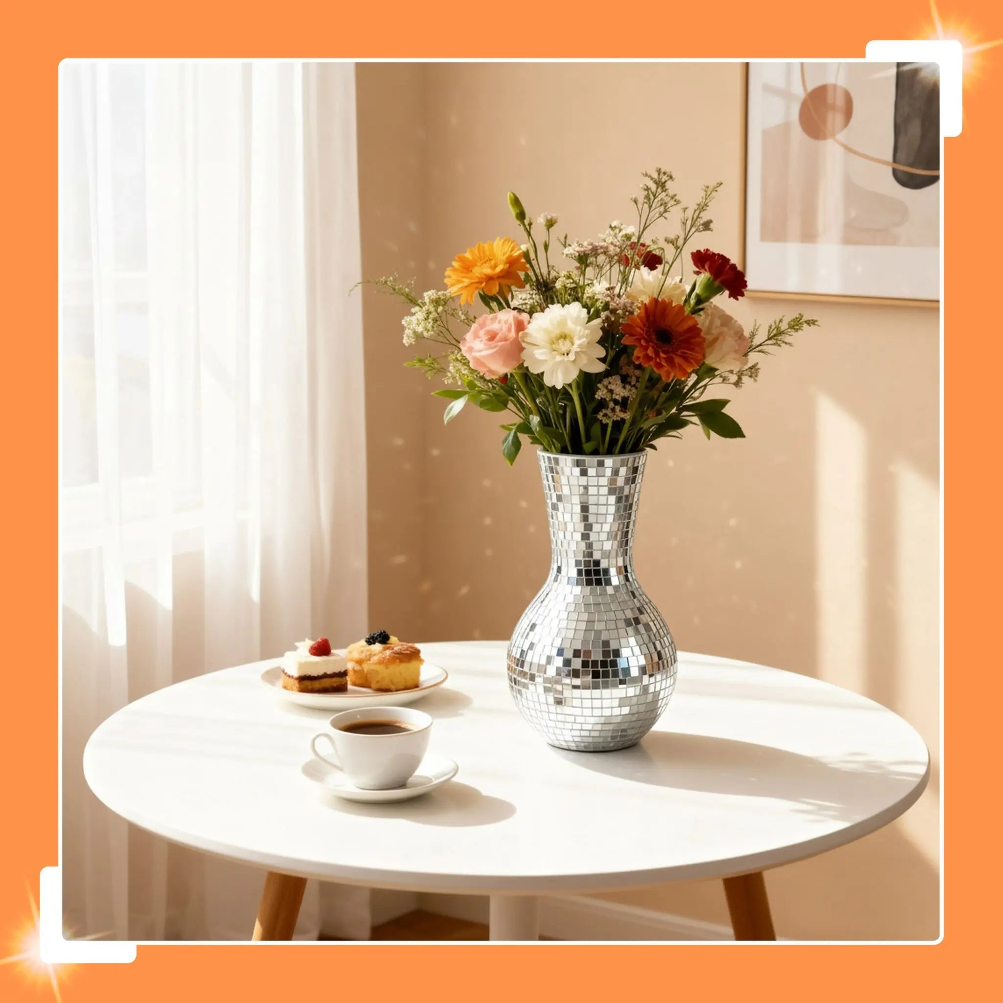Disco Vase mit Spiegelglas 28cm Silber von Relaxdays