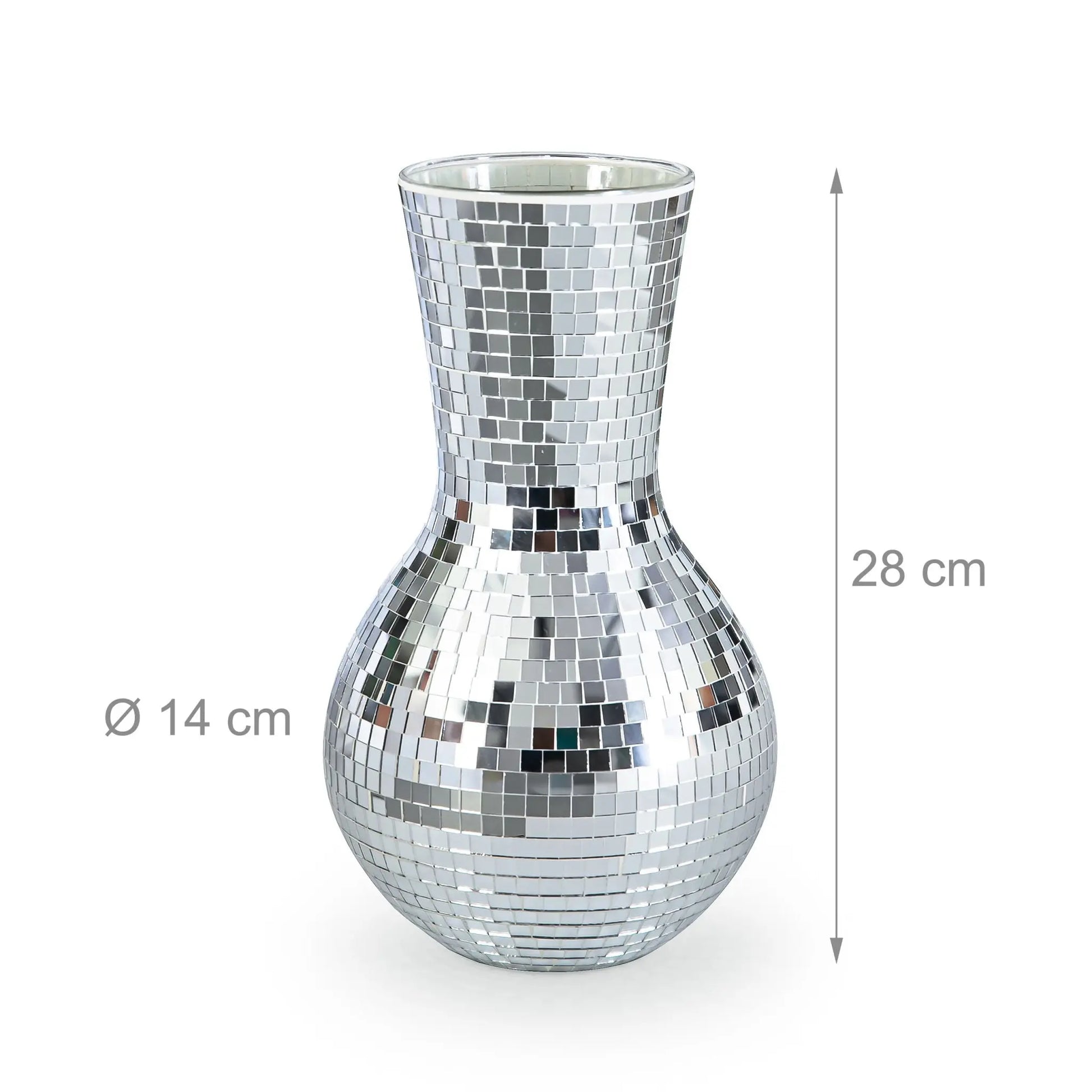 Disco Vase mit Spiegelglas 28cm Silber von Relaxdays