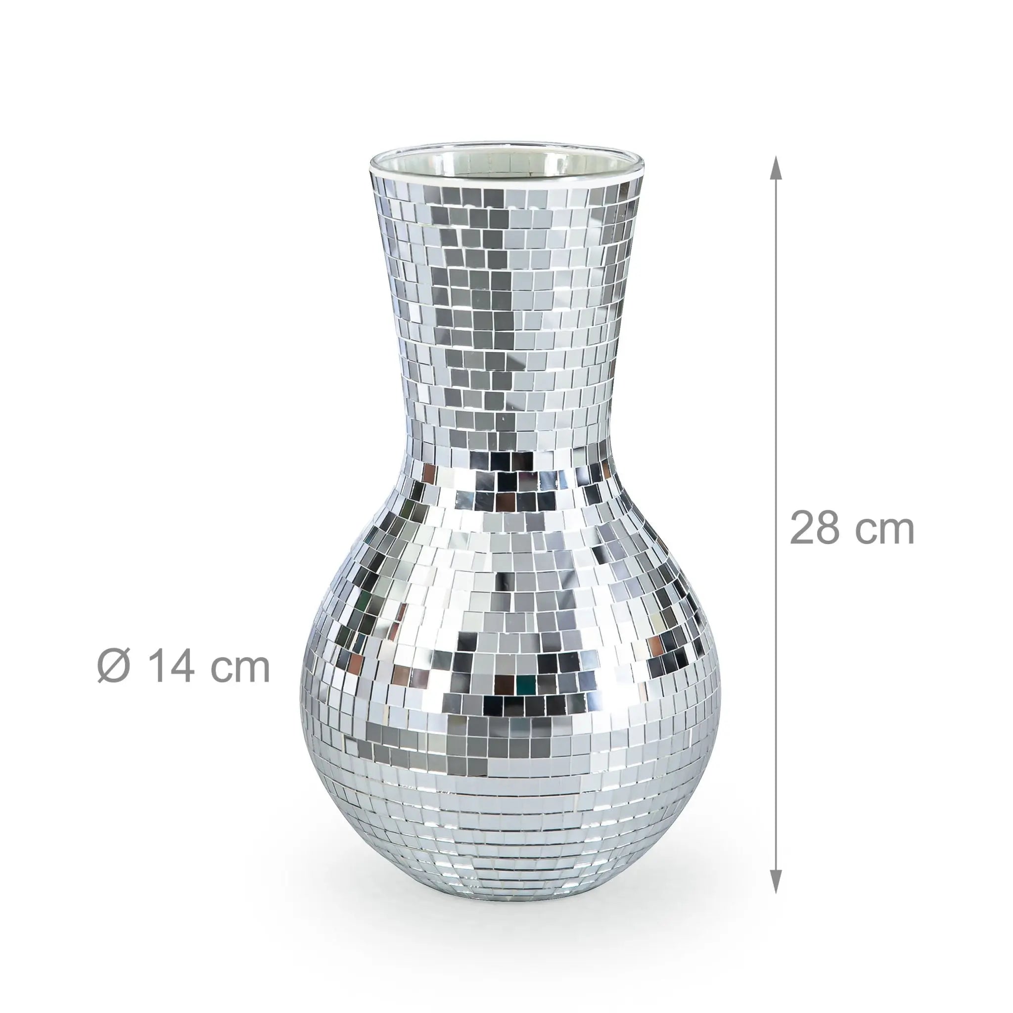 Disco Vase mit Spiegelglas 28cm Silber von Relaxdays