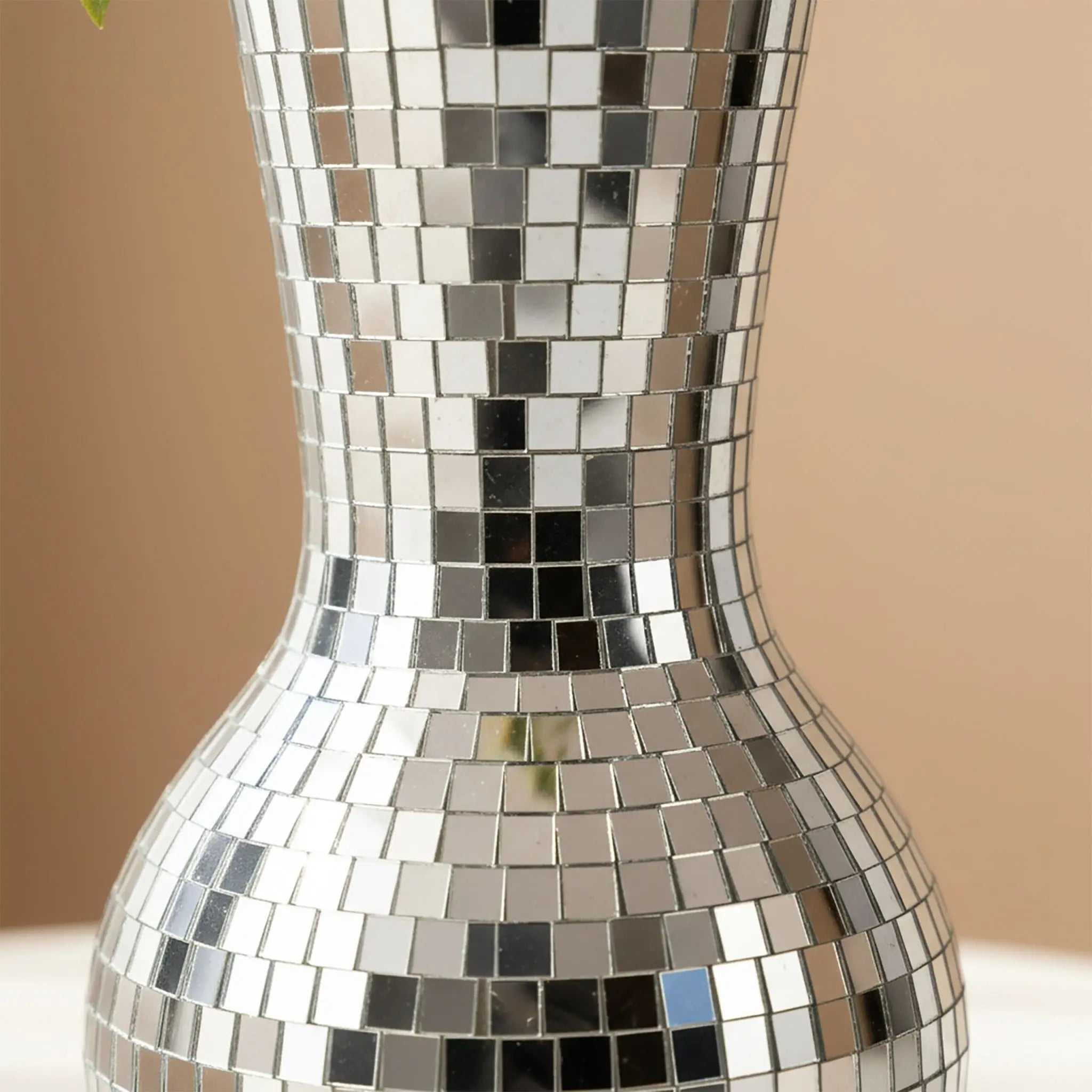 Disco Vase mit Spiegelglas 28cm Silber von Relaxdays