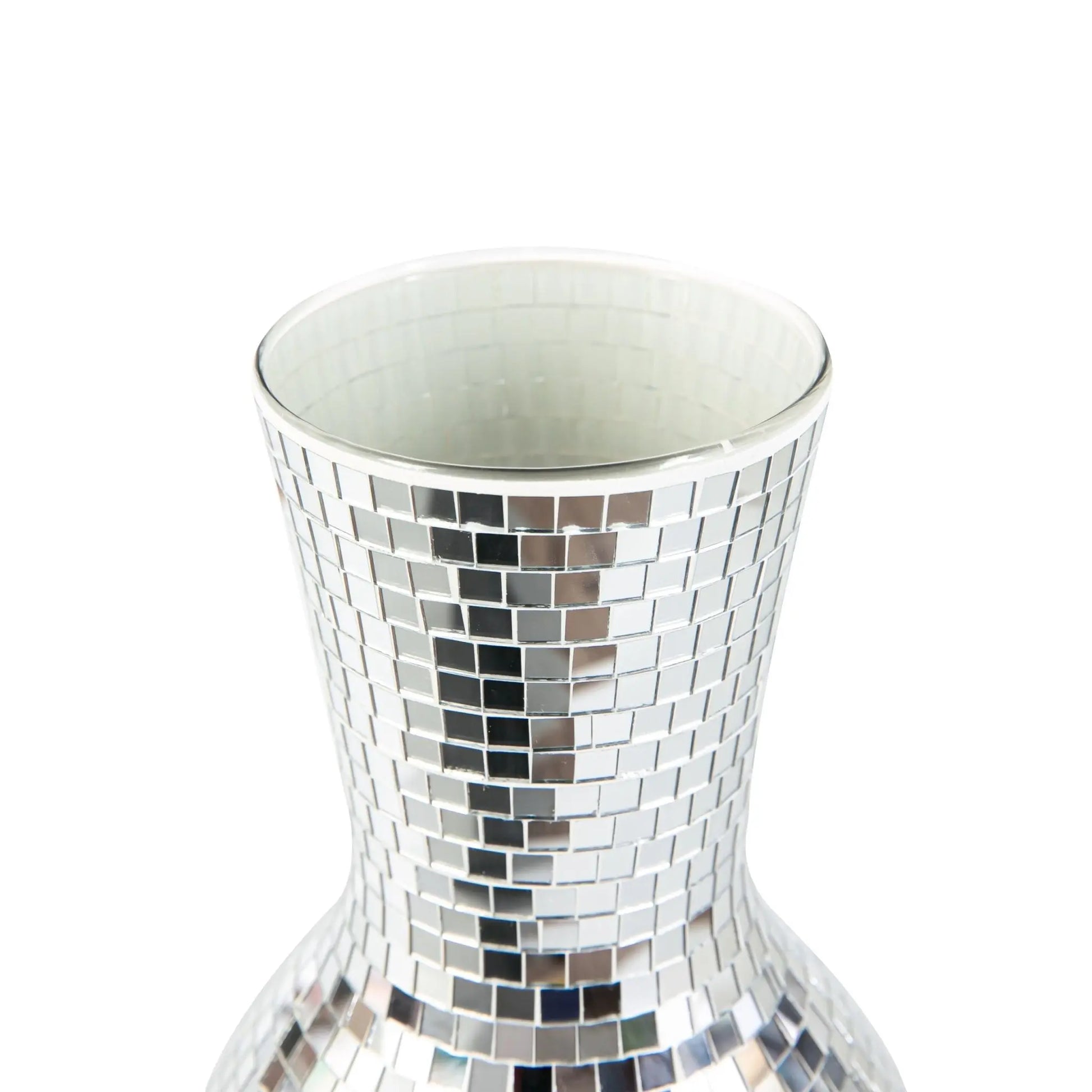 Disco Vase mit Spiegelglas 28cm Silber von Relaxdays