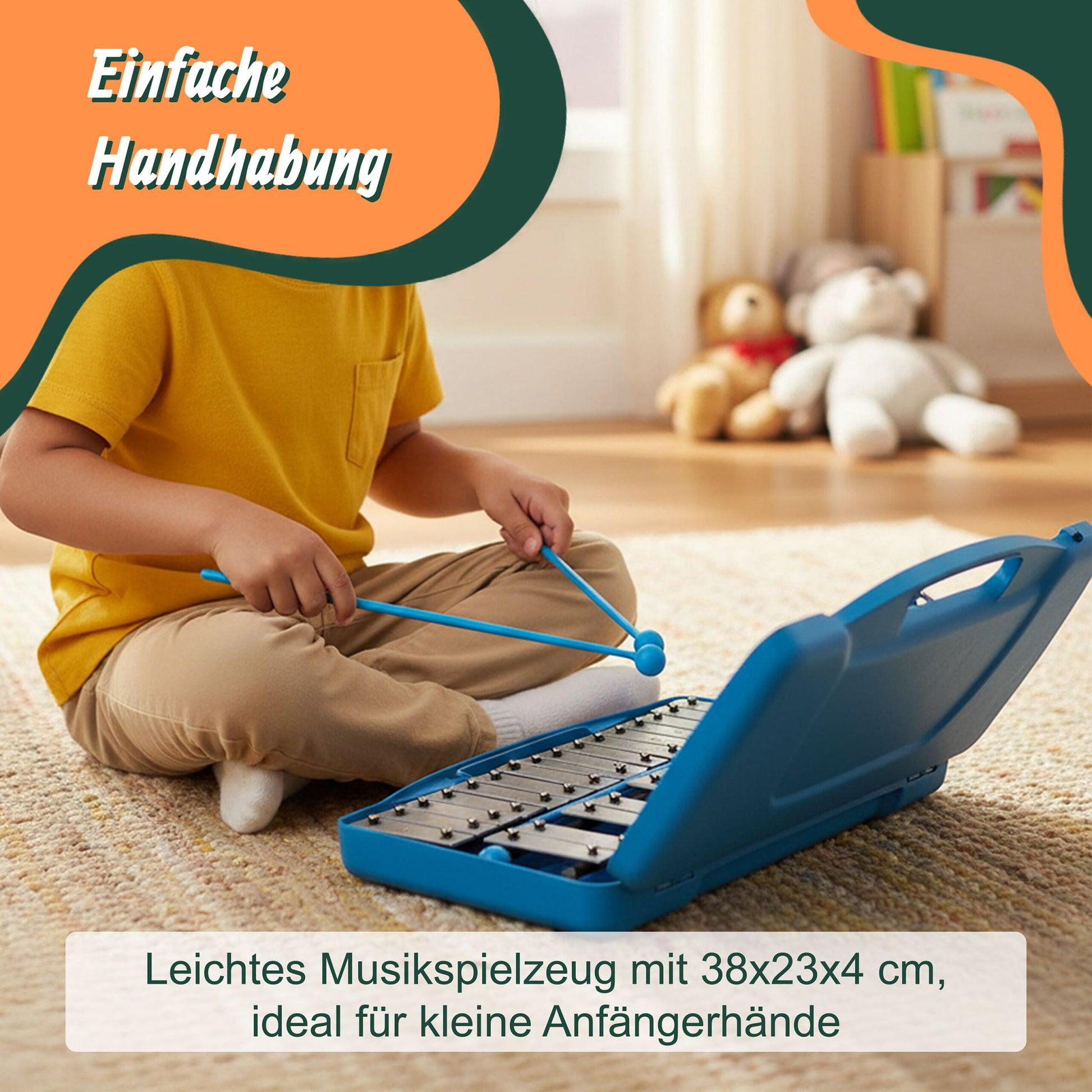 Chromatisches Glockenspiel G5–G7 Blau-Silber von Relaxdays