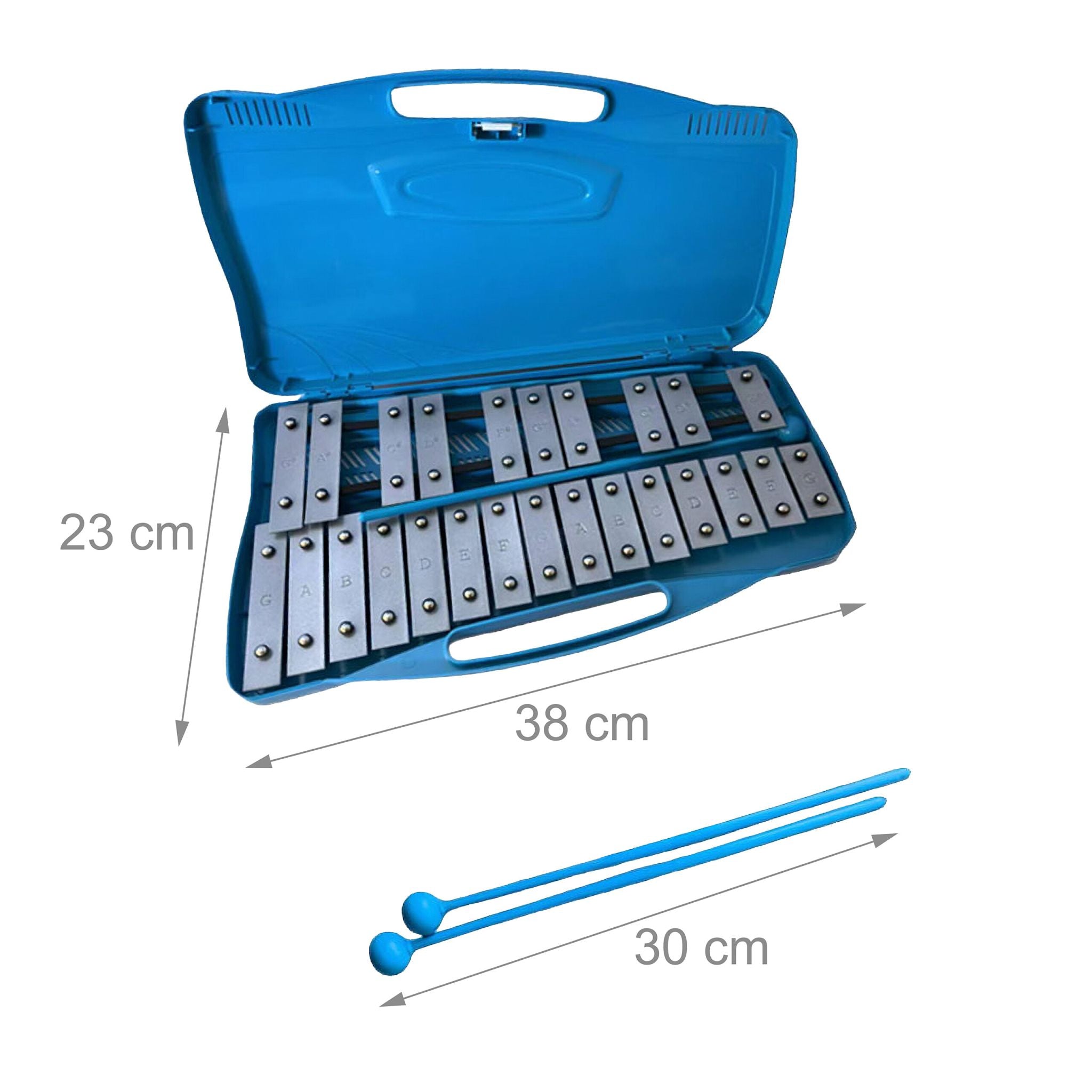 Chromatisches Glockenspiel G5–G7 Blau-Silber von Relaxdays
