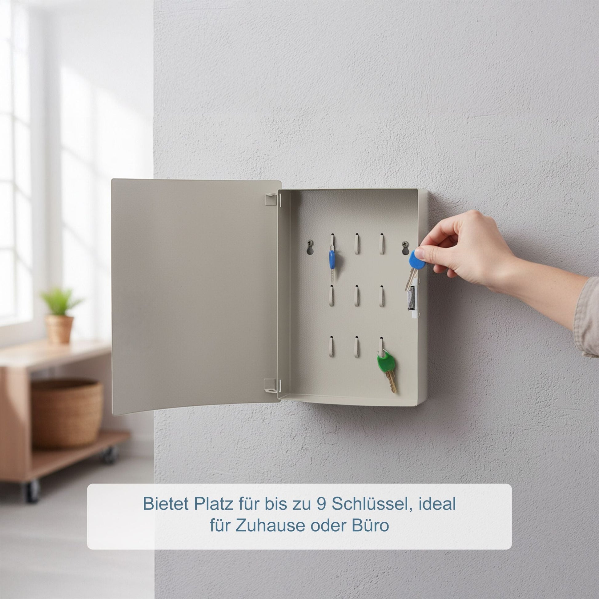 Schlüsselkasten für 9 Schlüssel Weiss-Schwarz von Relaxdays