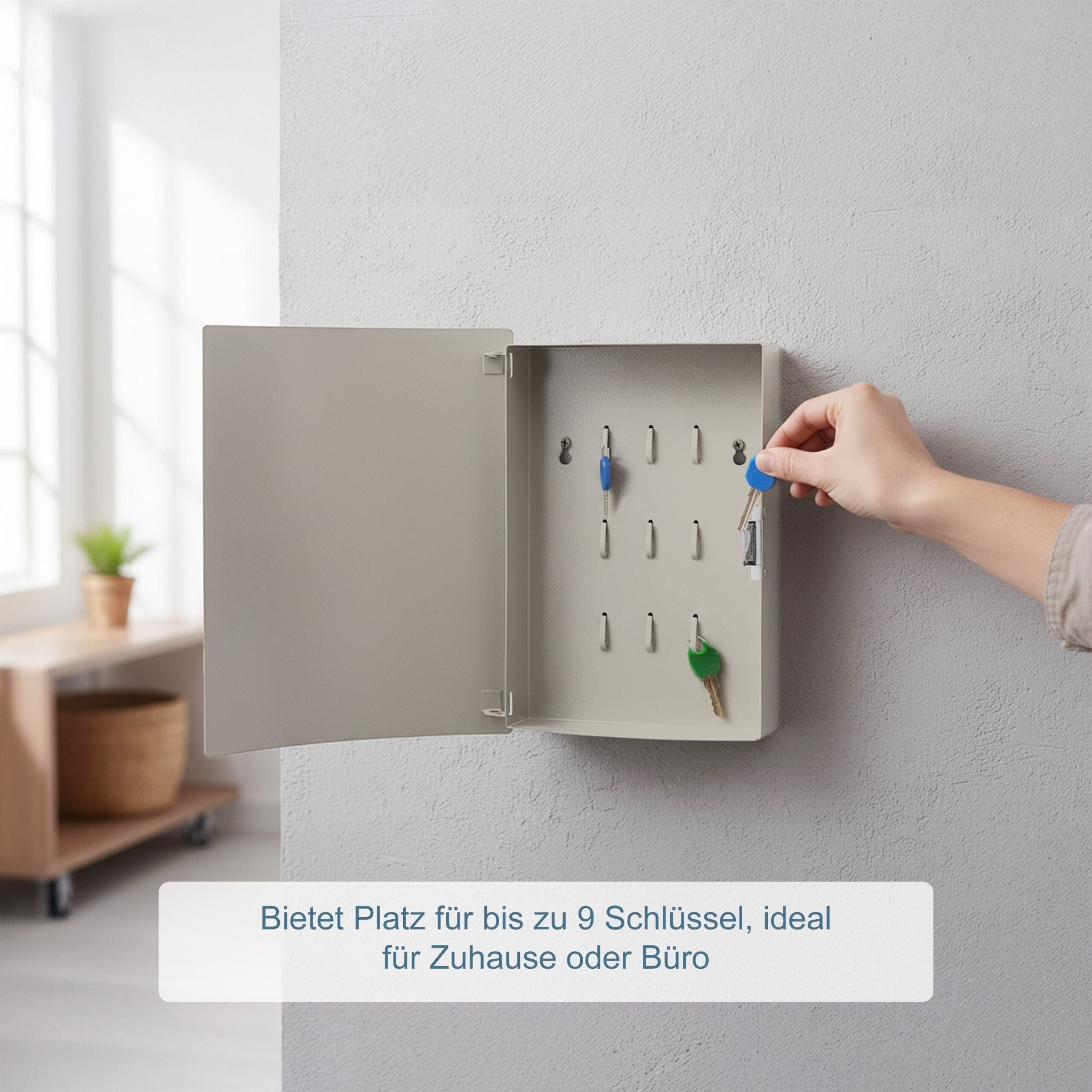 Schlüsselkasten für 9 Schlüssel Weiss-Schwarz von Relaxdays