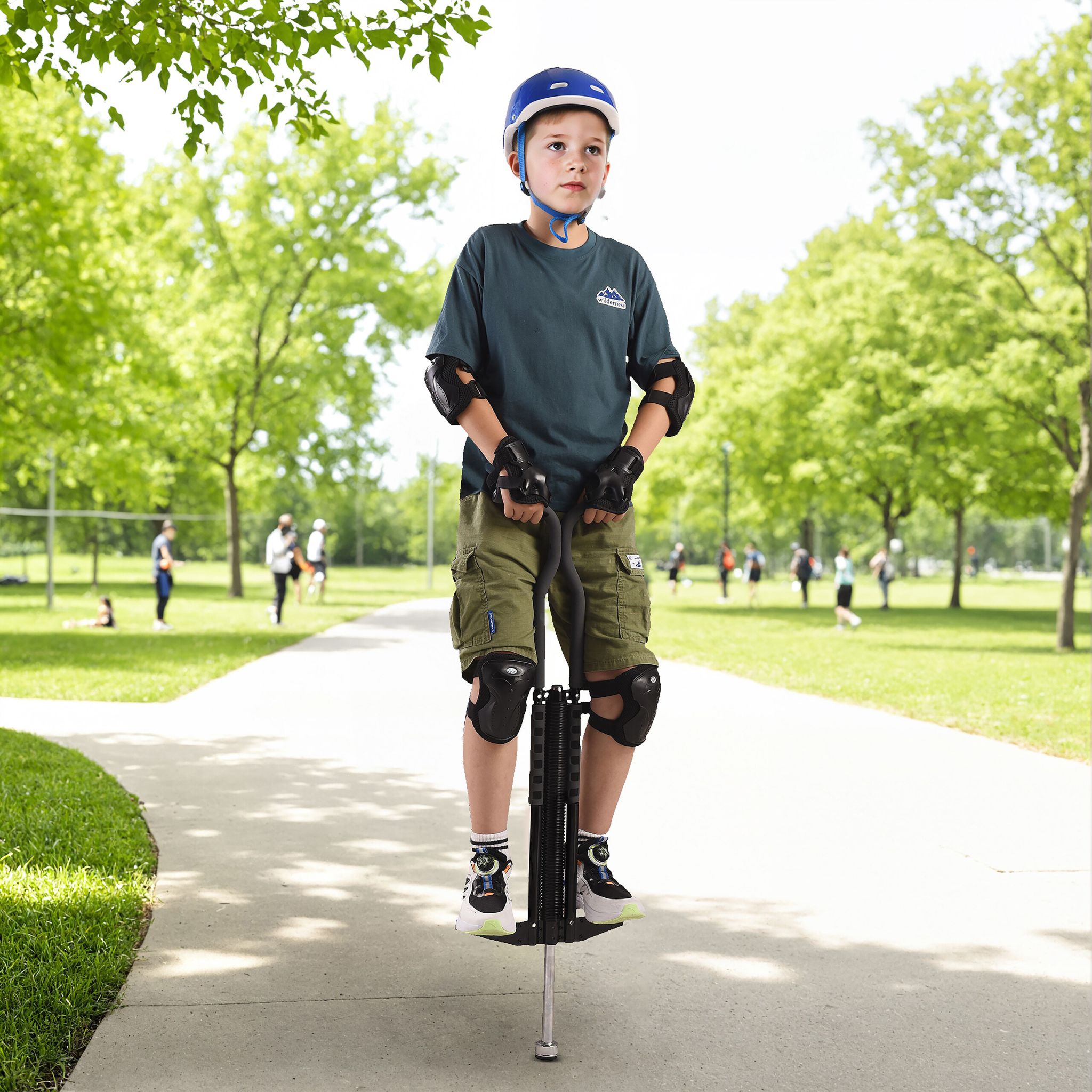 Pogo Stick für Kinder oder Erwachsene Schwarz-Silber von Relaxdays