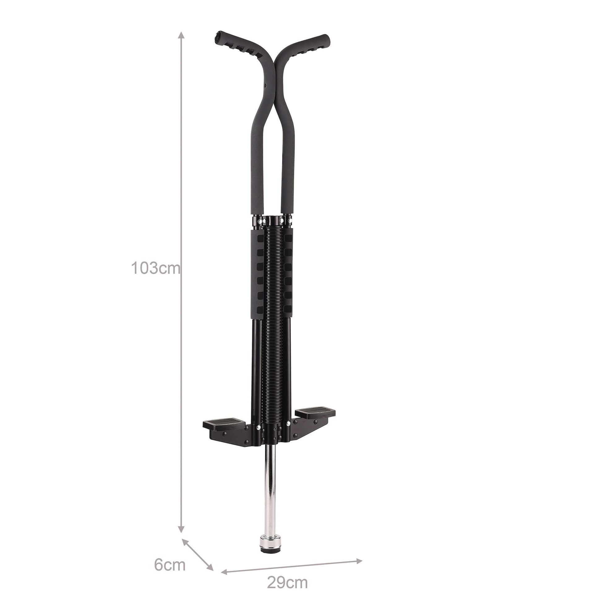 Pogo Stick für Kinder oder Erwachsene Schwarz-Silber von Relaxdays