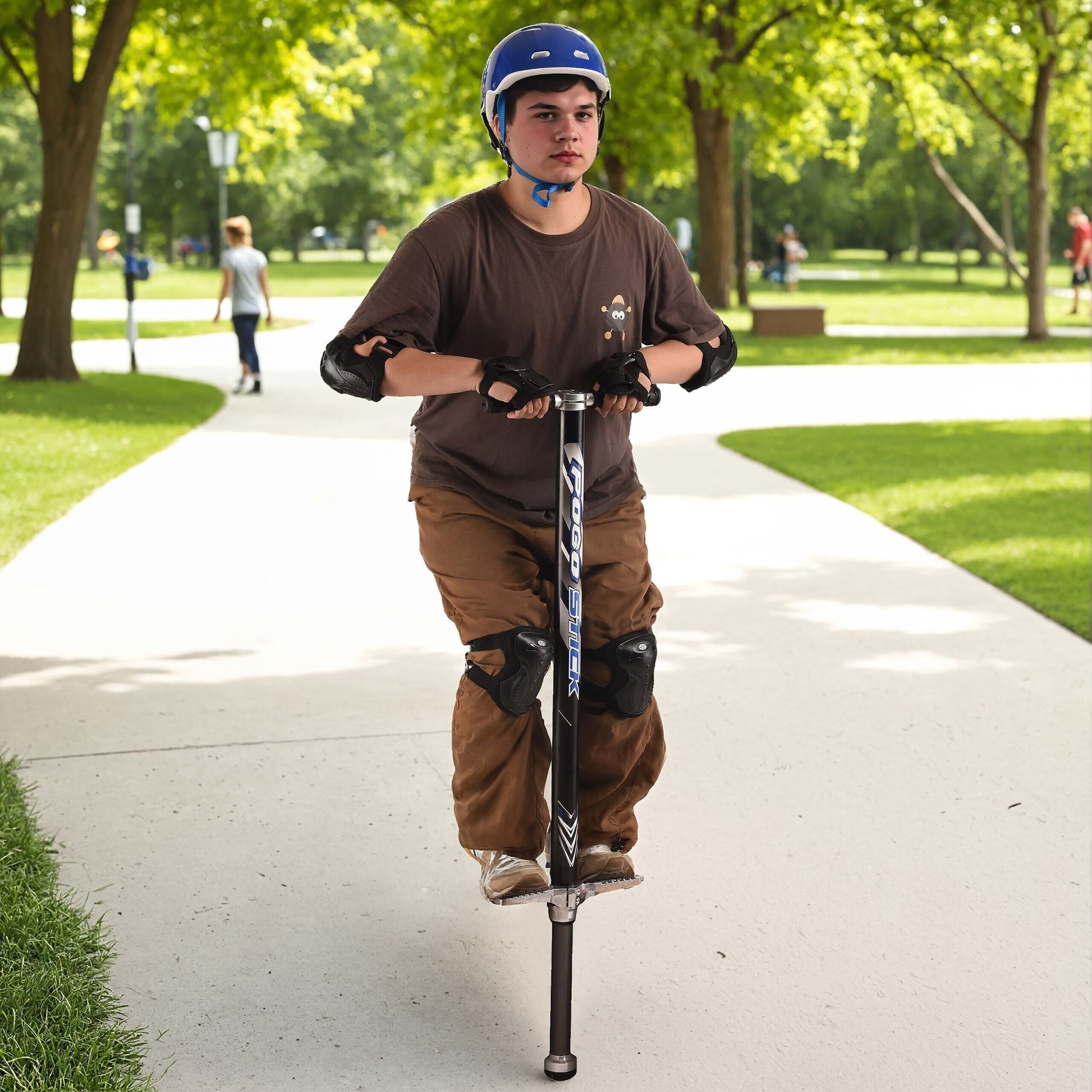Pogo Stick für Kinder oder Erwachsene Schwarz-Silber von Relaxdays