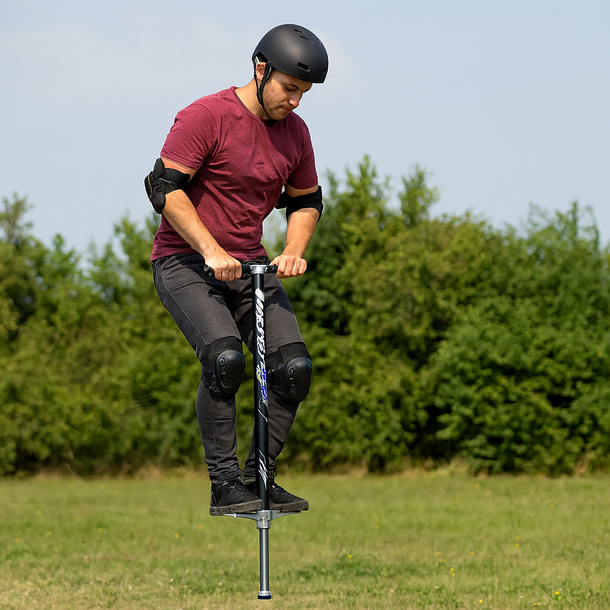 Pogo Stick für Kinder oder Erwachsene Schwarz-Silber von Relaxdays