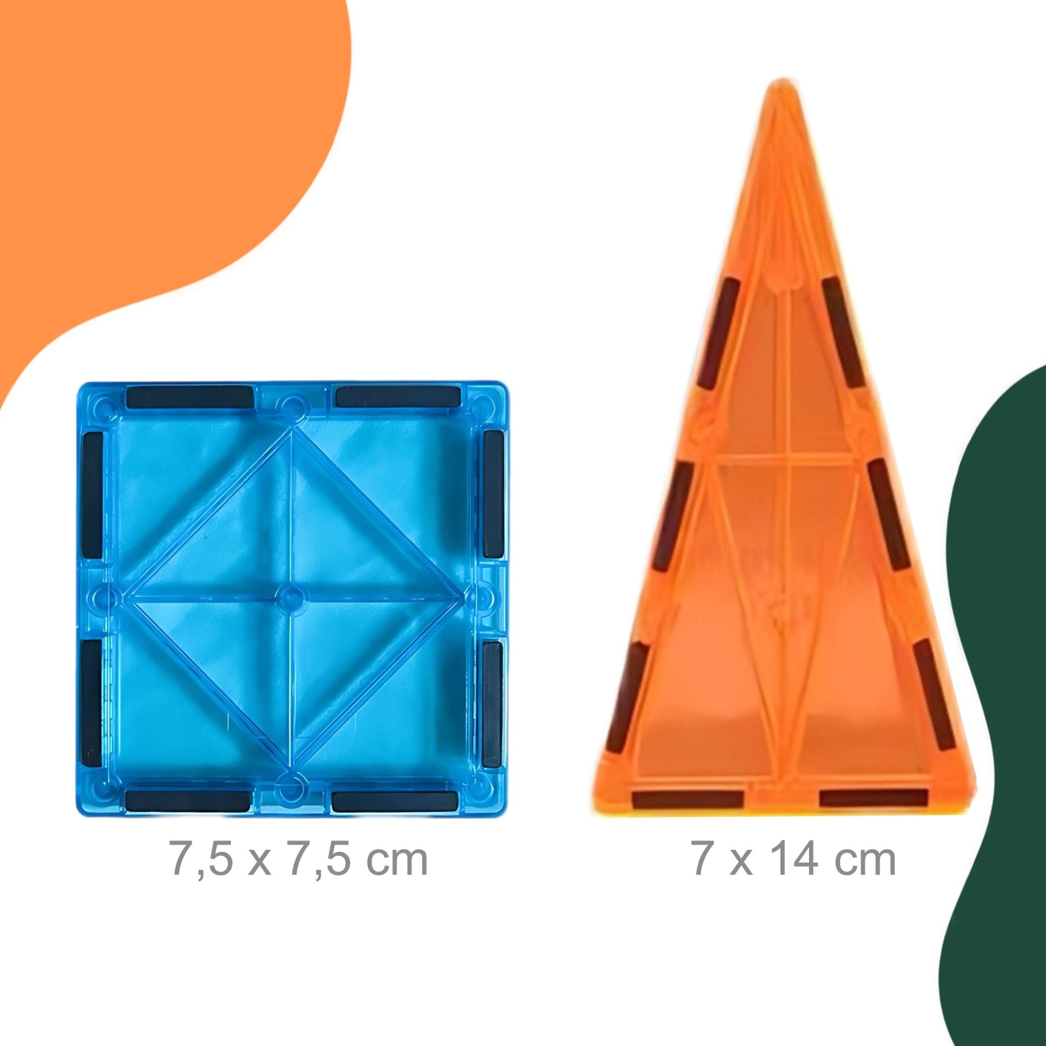 Magnetbausteine 100er-Set für Kinder Blau-Gelb-Rot von Relaxdays