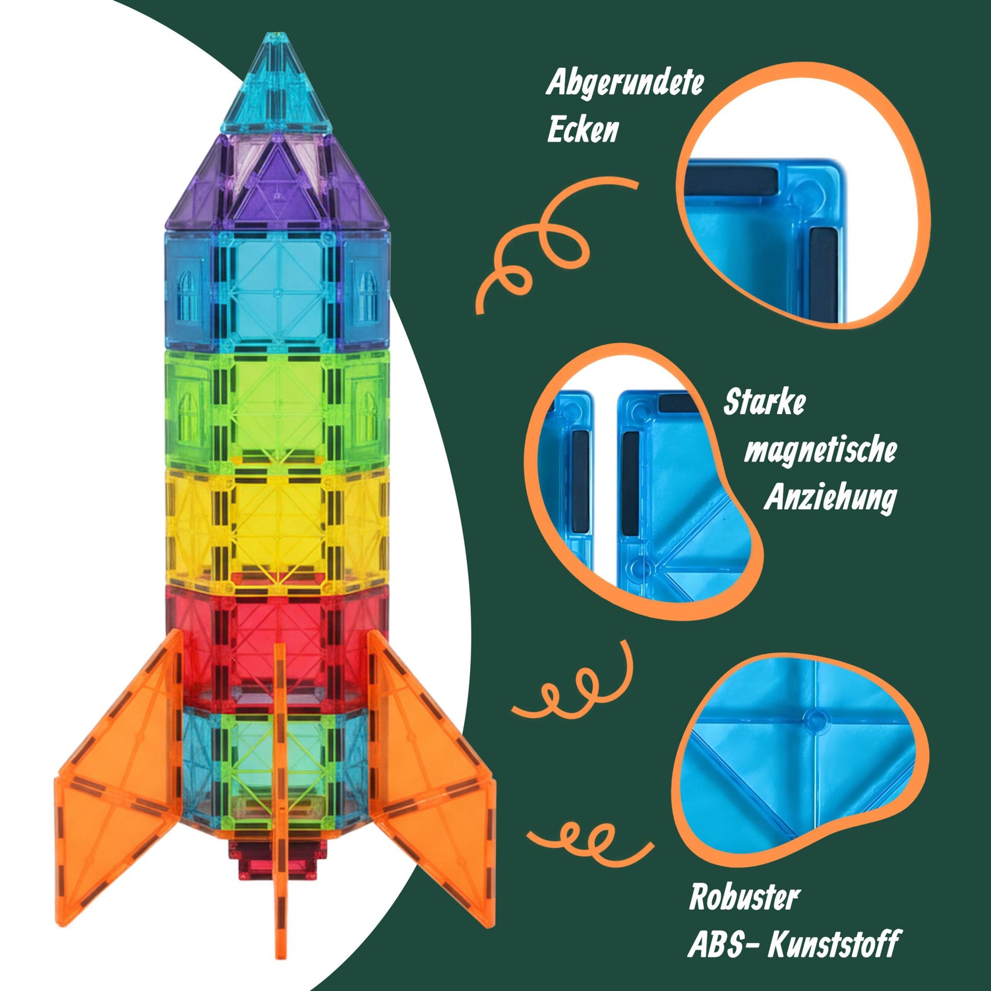 Magnetbausteine 100er-Set für Kinder Blau-Gelb-Rot von Relaxdays