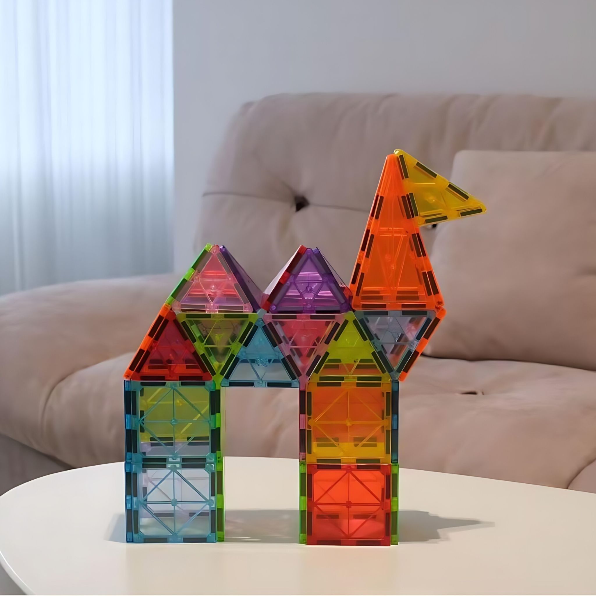 Magnetbausteine 100er-Set für Kinder Blau-Gelb-Rot von Relaxdays