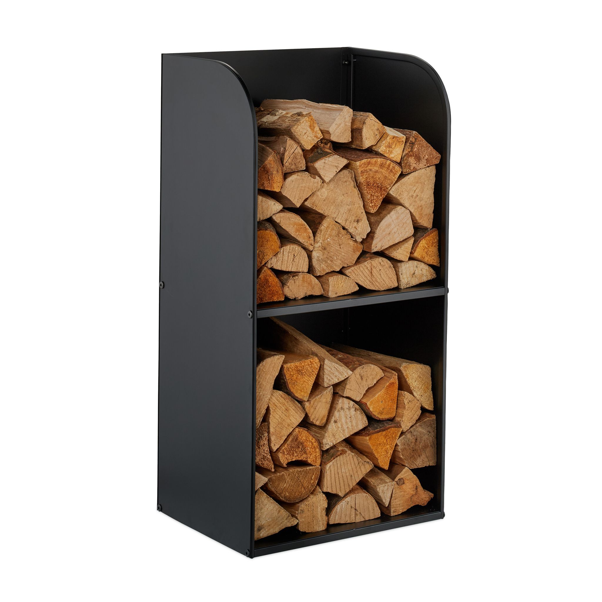 Kaminholzregal mit 2 Fächern Schwarz von Relaxdays