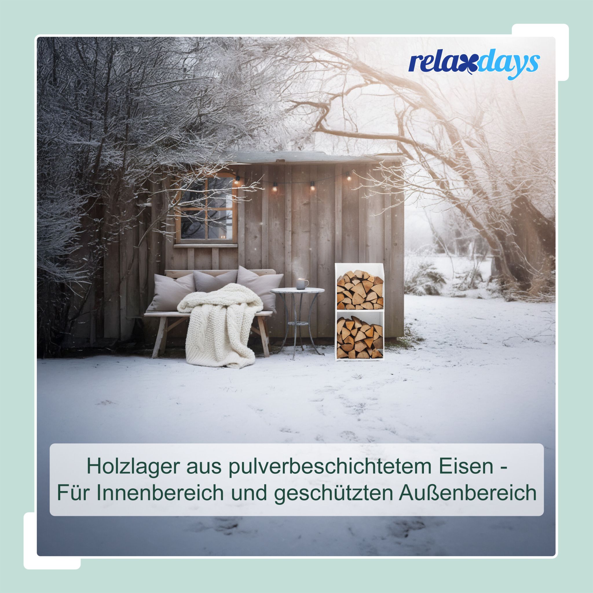 Kaminholzregal mit 2 Fächern Weiss von Relaxdays