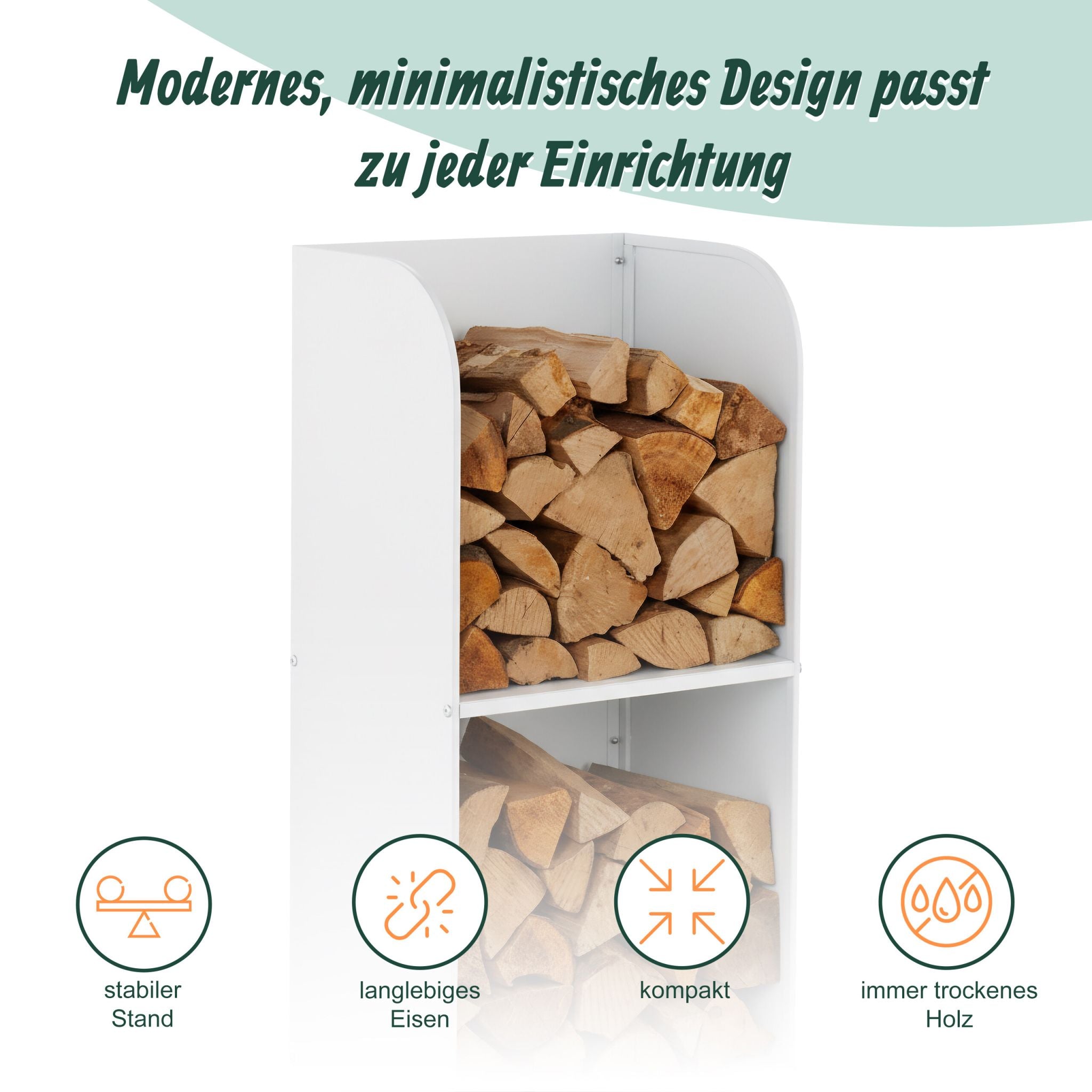 Kaminholzregal mit 2 Fächern Weiss von Relaxdays