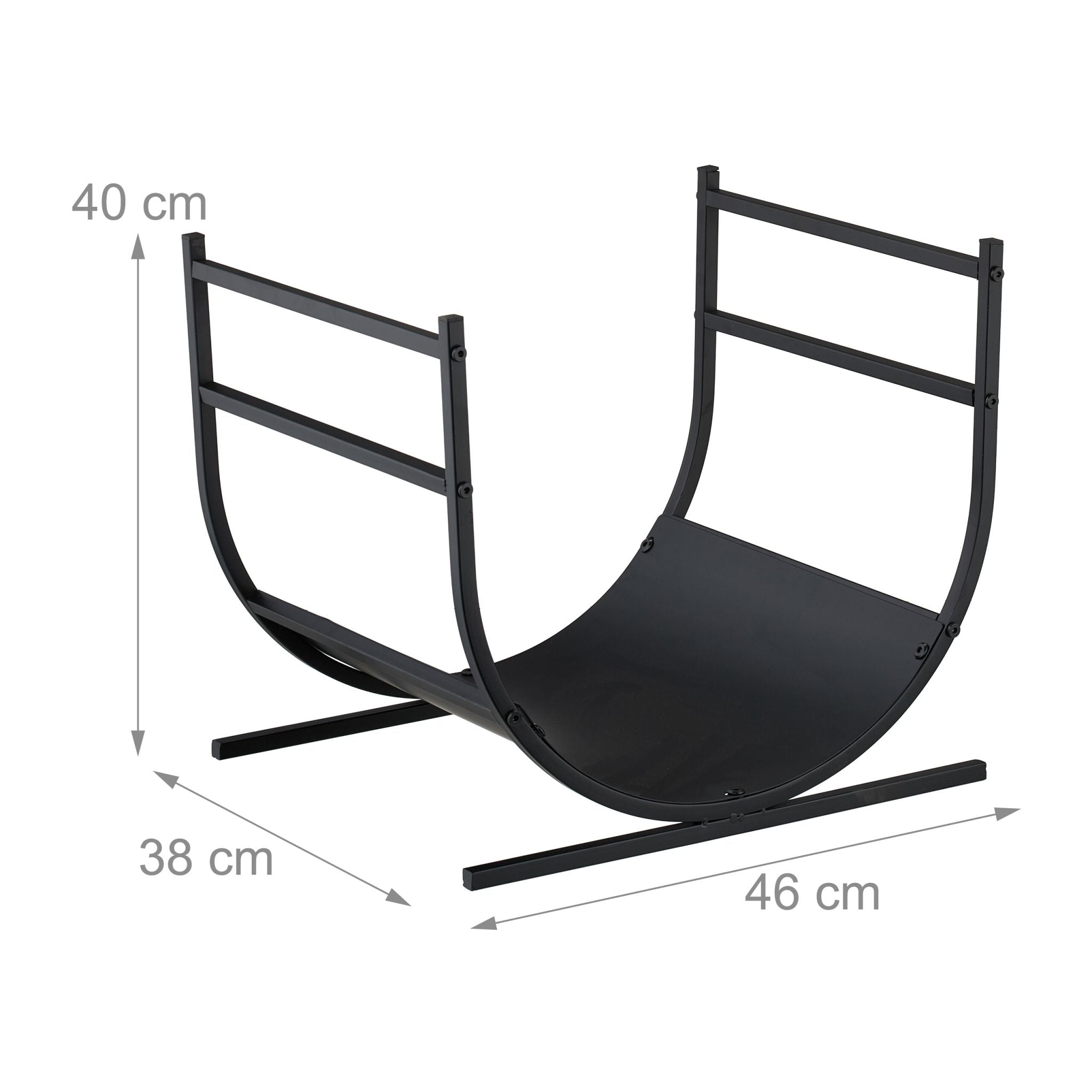 Modernes Kaminholzregal in U-Form Schwarz von Relaxdays