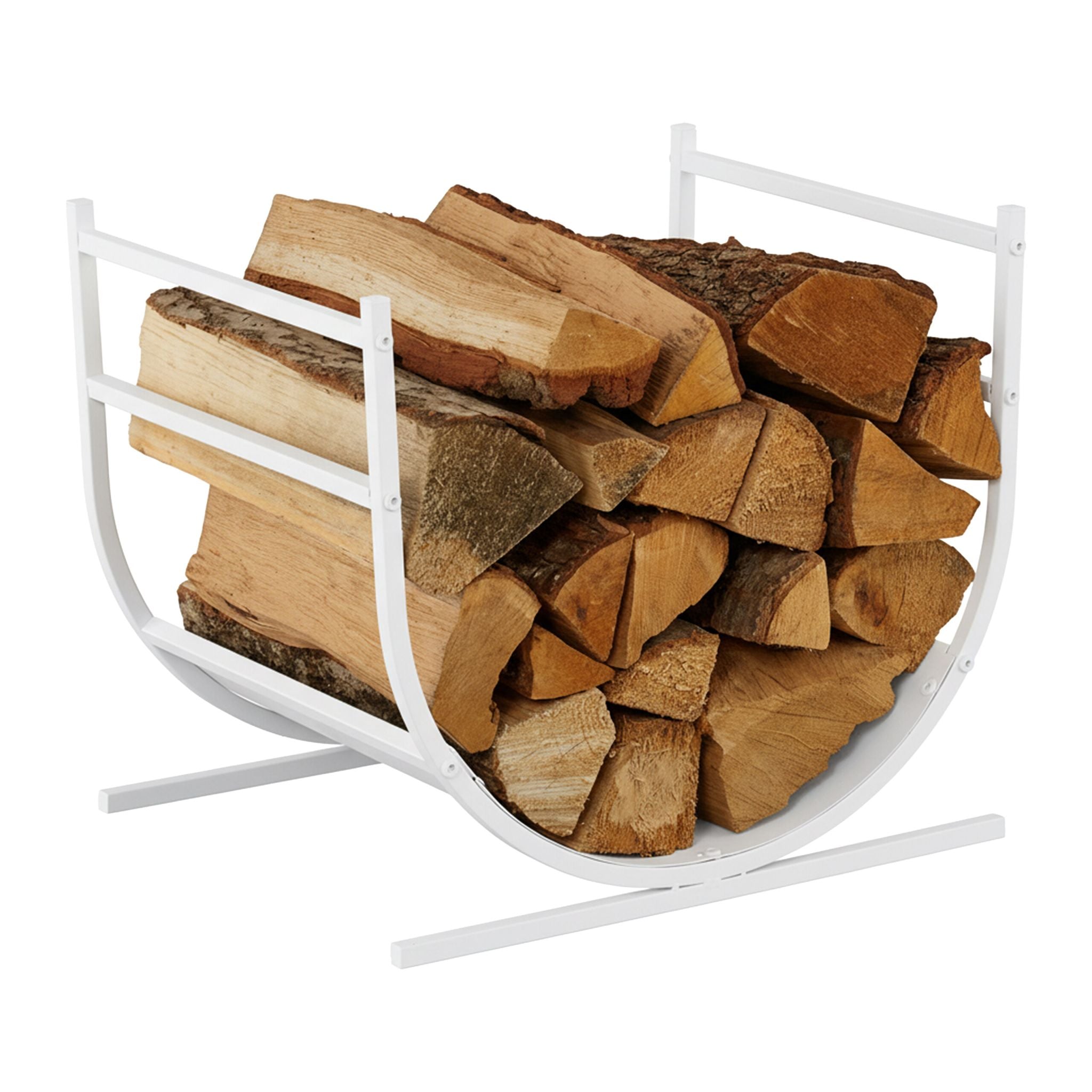Modernes Kaminholzregal in U-Form Weiss von Relaxdays