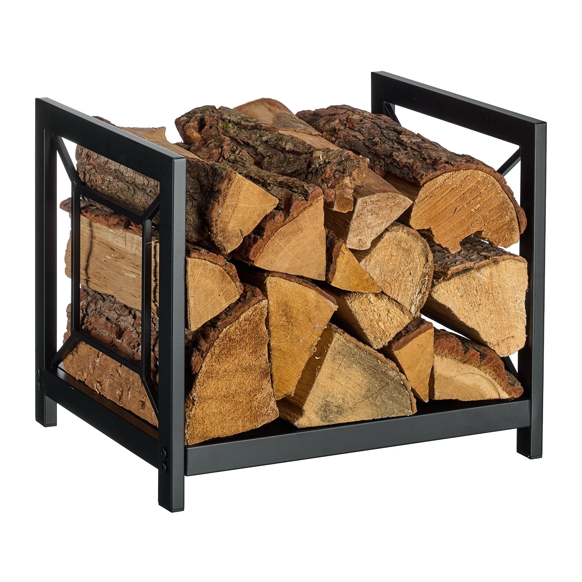 Modernes Kaminholzregal Metall Schwarz von Relaxdays