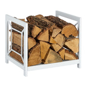 Modernes Kaminholzregal Metall Weiss von Relaxdays