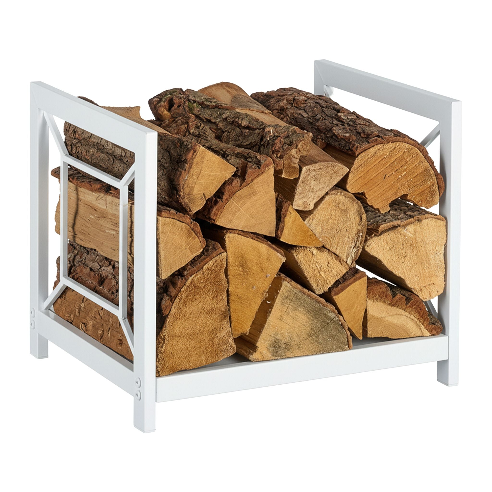 Modernes Kaminholzregal Metall Weiss von Relaxdays