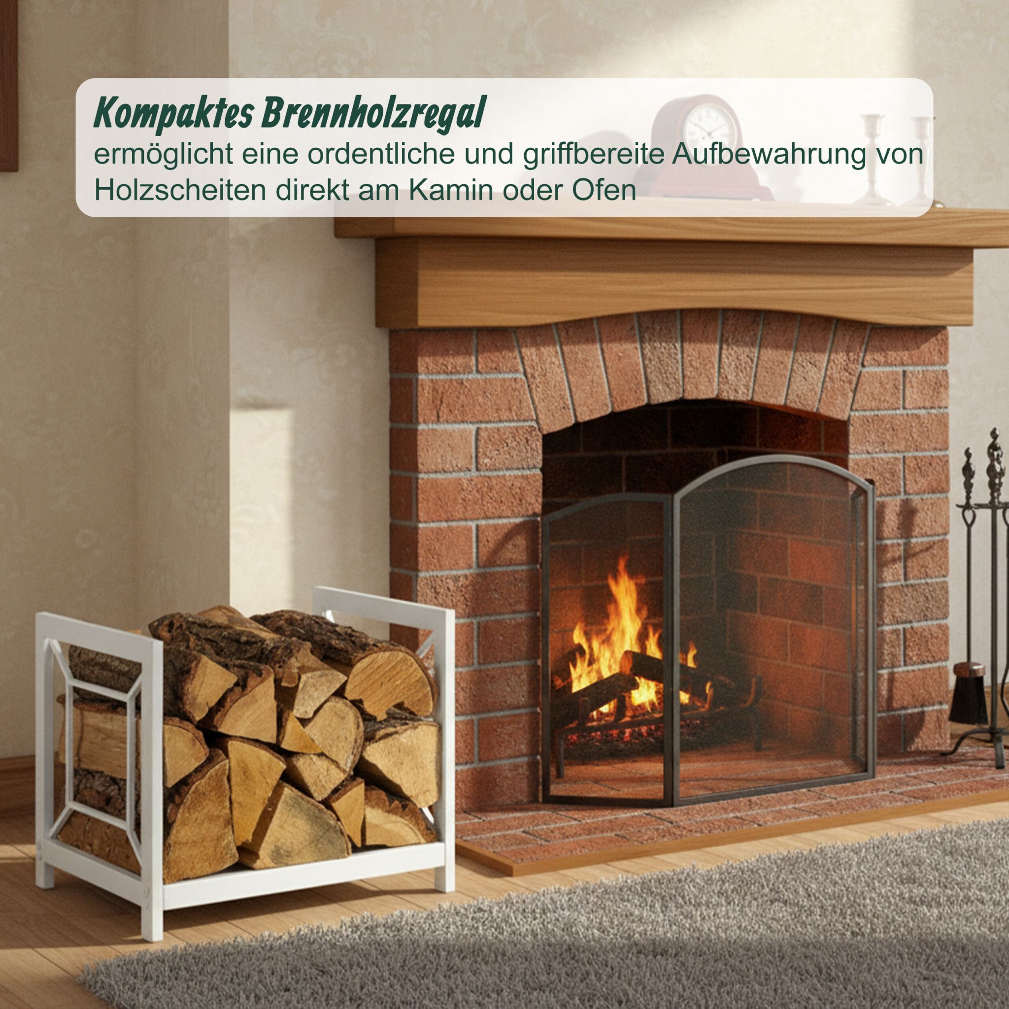 Modernes Kaminholzregal Metall Weiss von Relaxdays