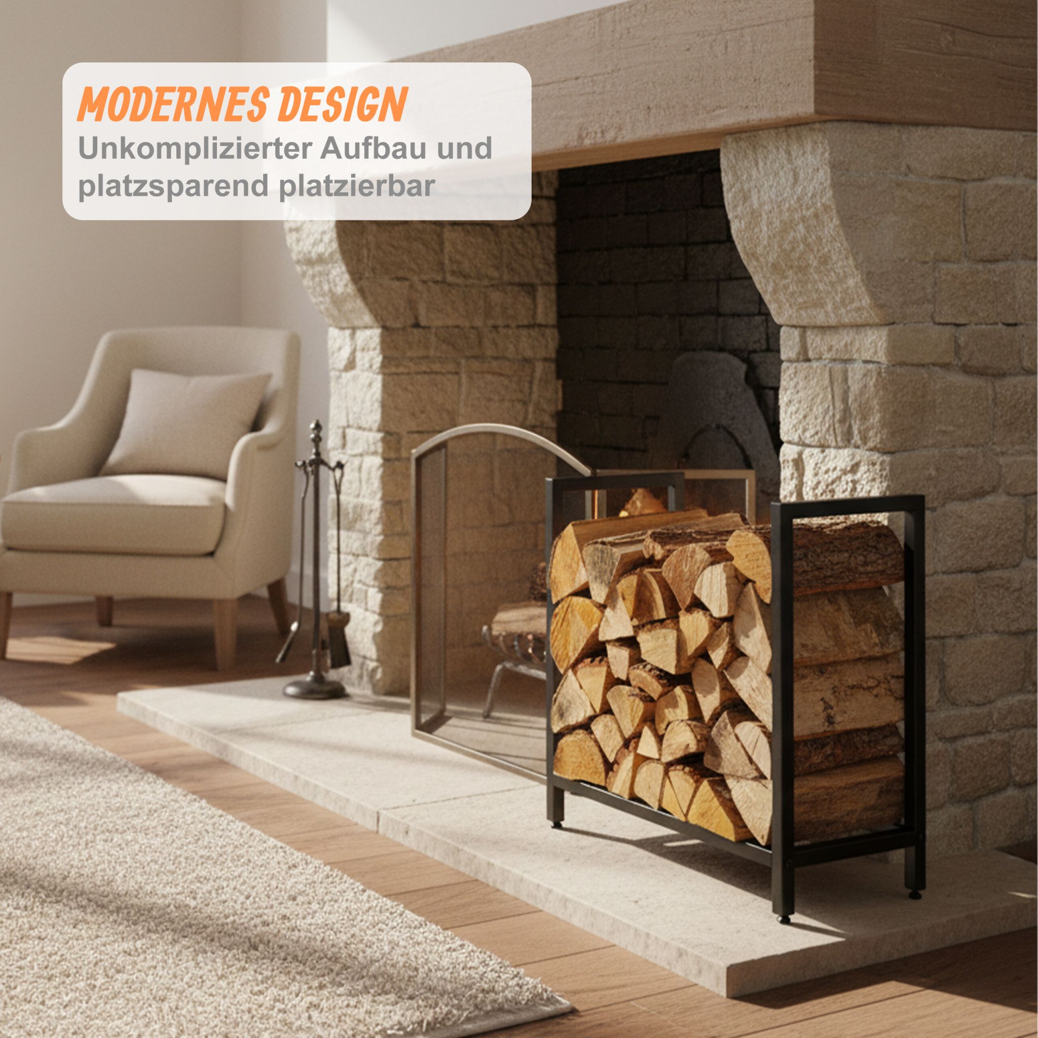 Kaminholzregal ModernSchwarz von Relaxdays