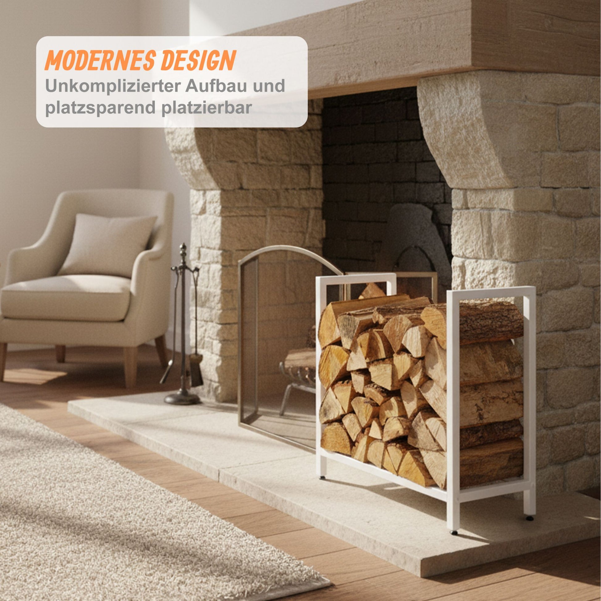 Kaminholzregal Modern Weiss von Relaxdays