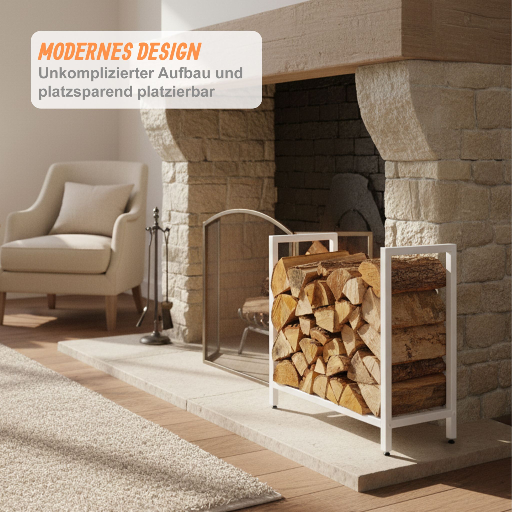 Kaminholzregal Modern Weiss von Relaxdays