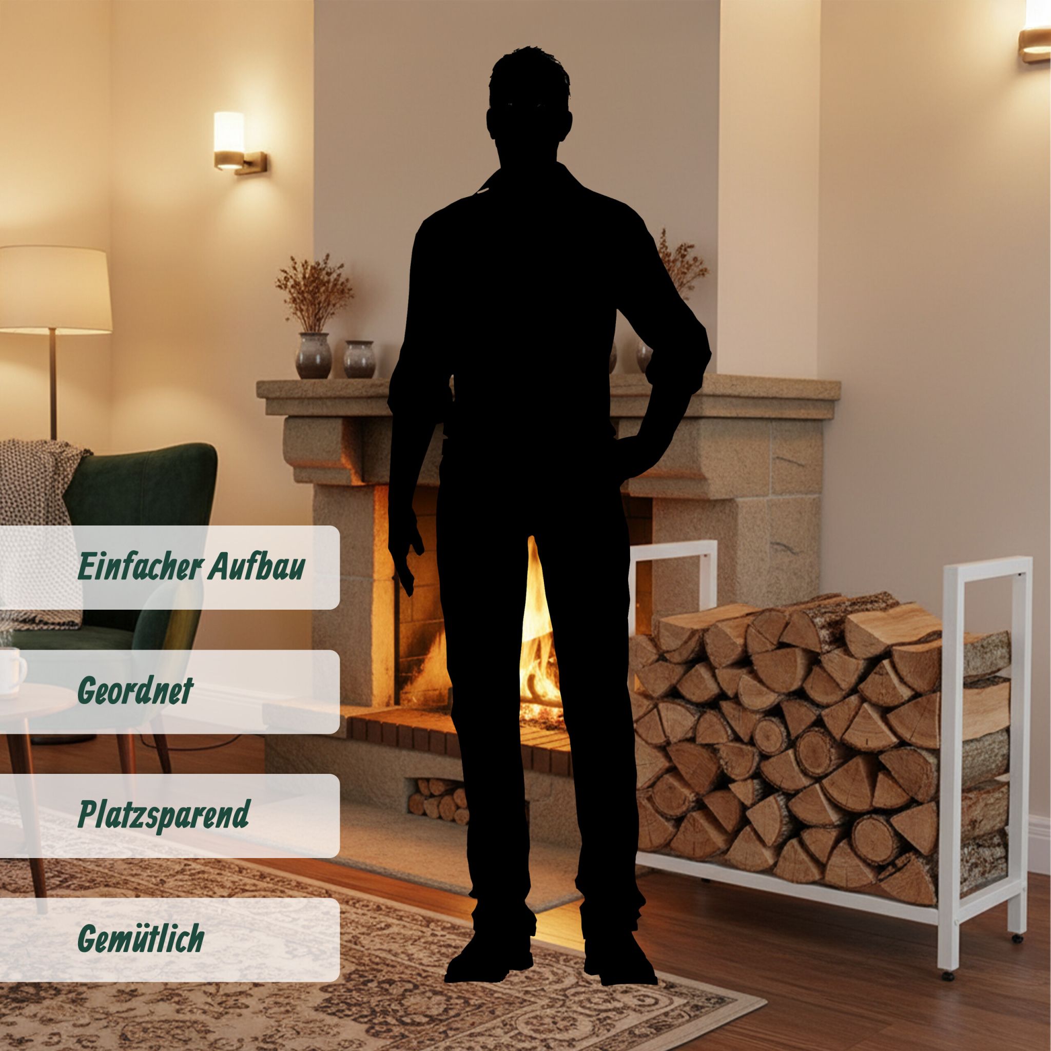 Kaminholzregal Modern Weiss von Relaxdays