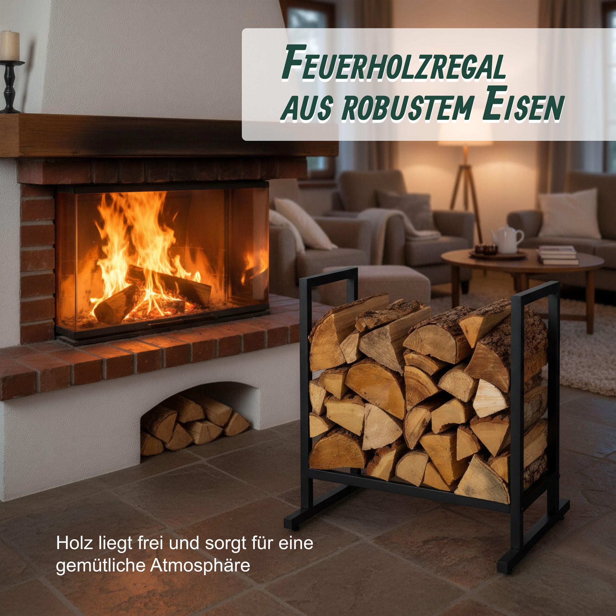 Kaminholzregal Modern Schwarz von Relaxdays