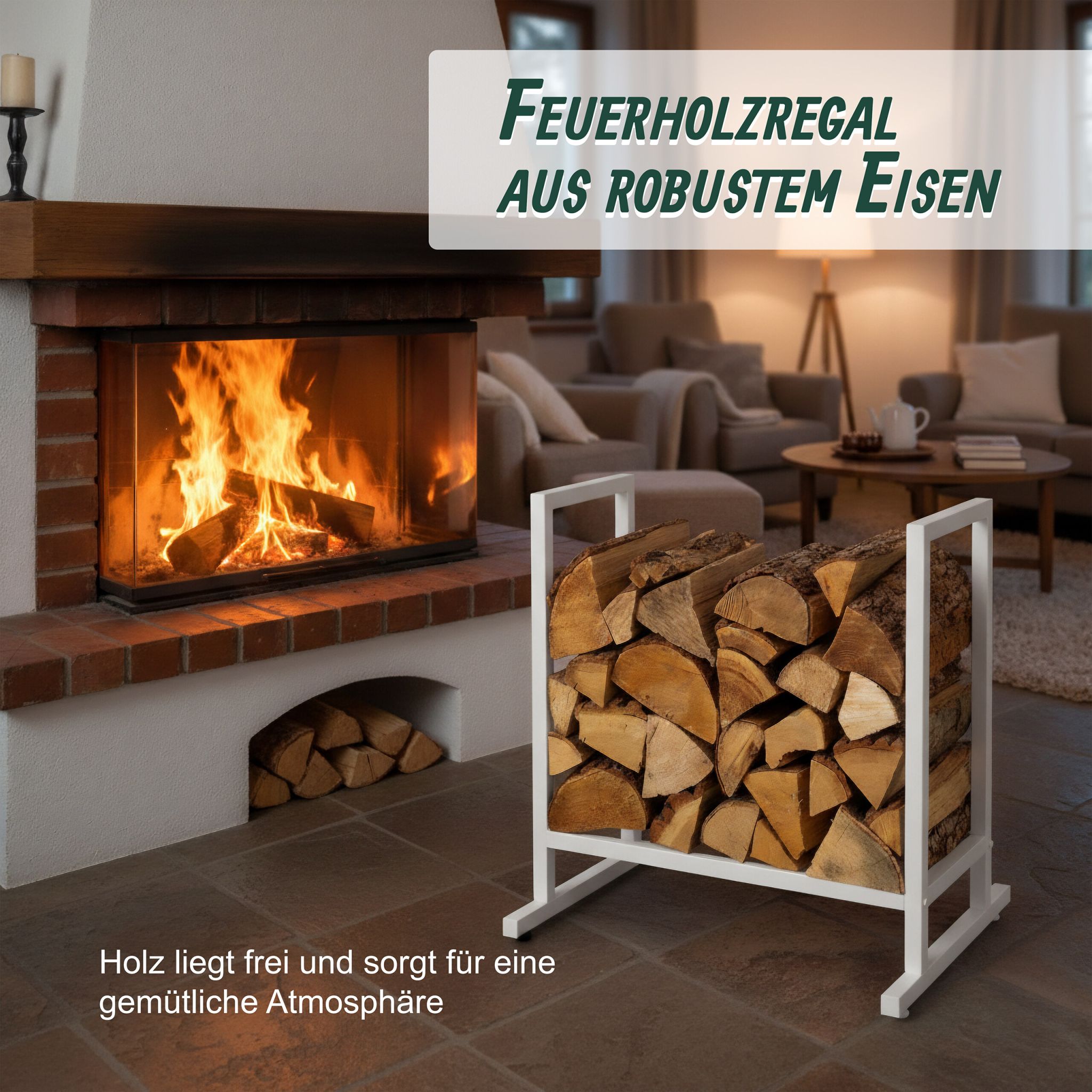 Kaminholzregal Modern Weiss von Relaxdays