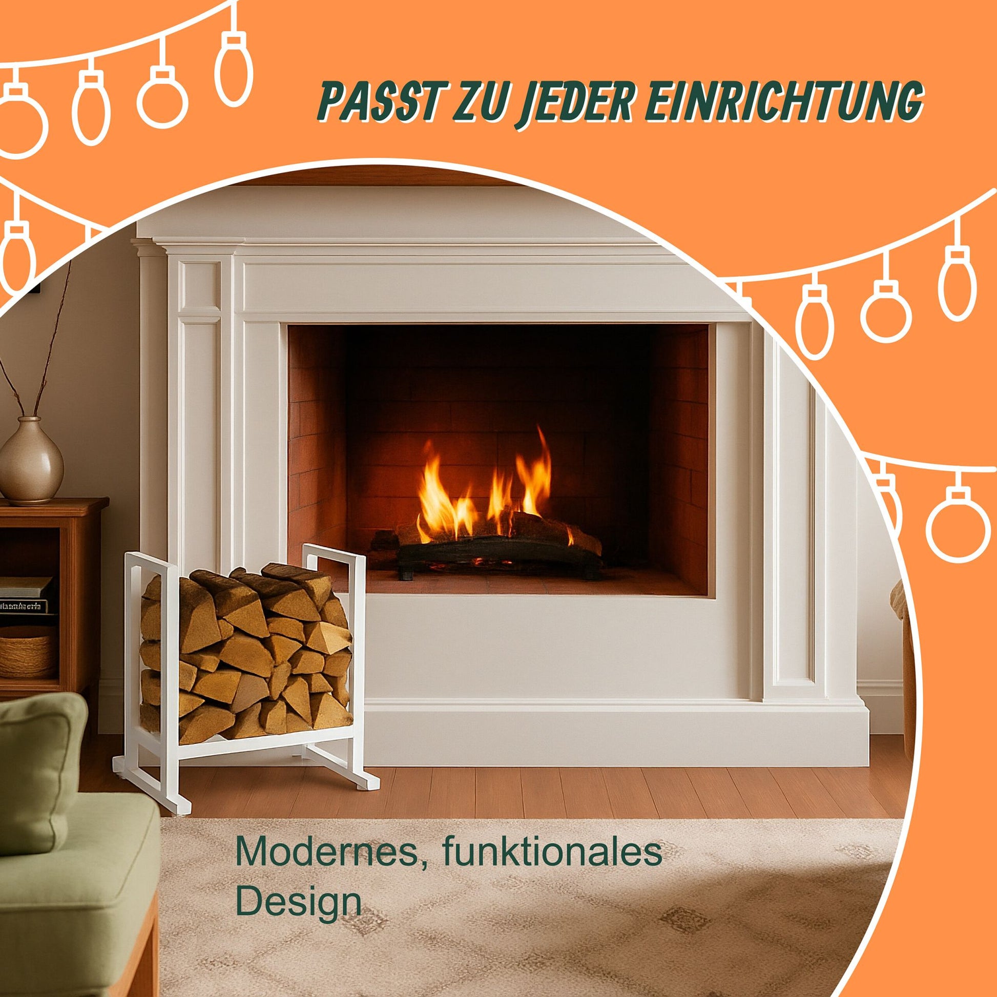 Kaminholzregal Modern Weiss von Relaxdays