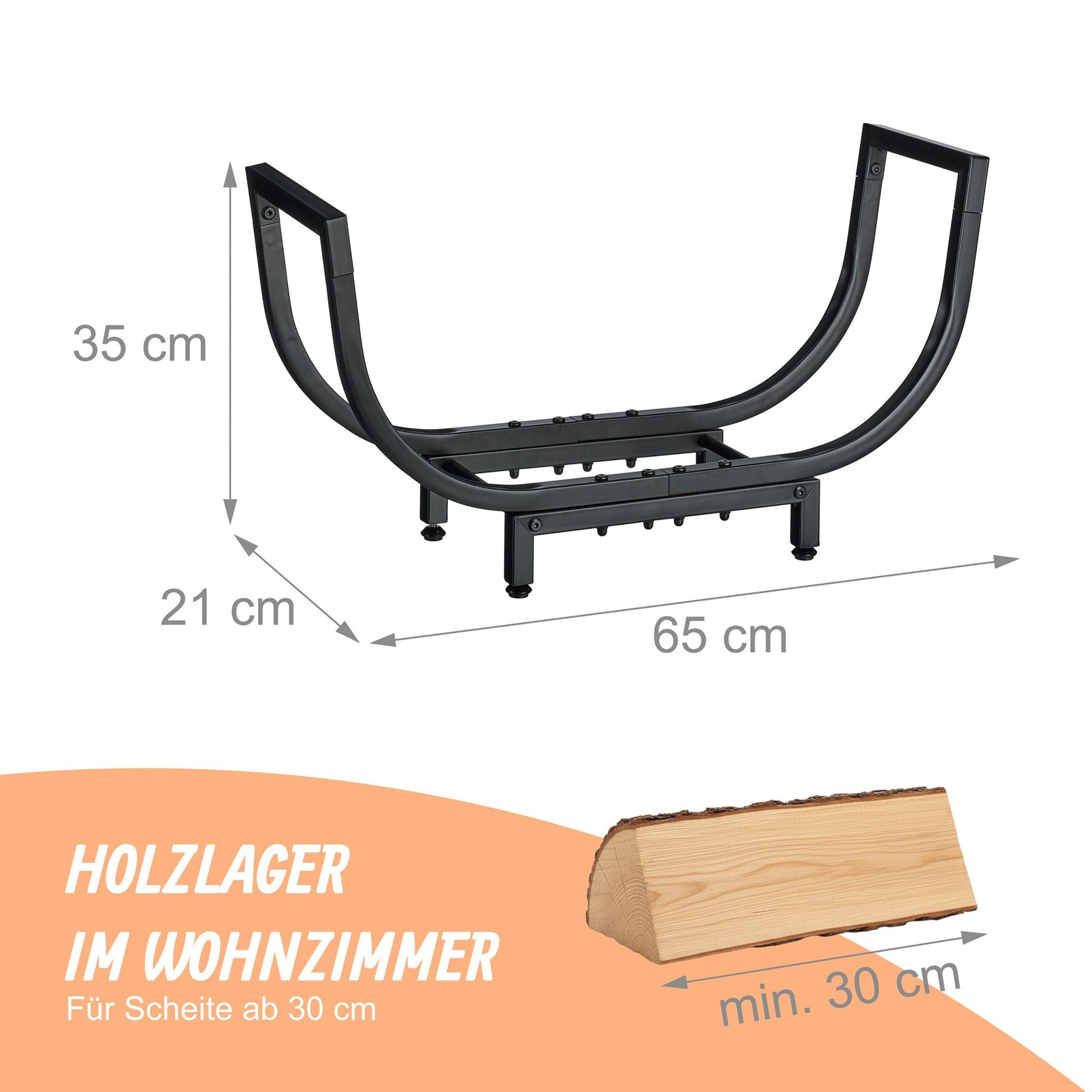 Kaminholzregal geschwungenen Design Schwarz von Relaxdays