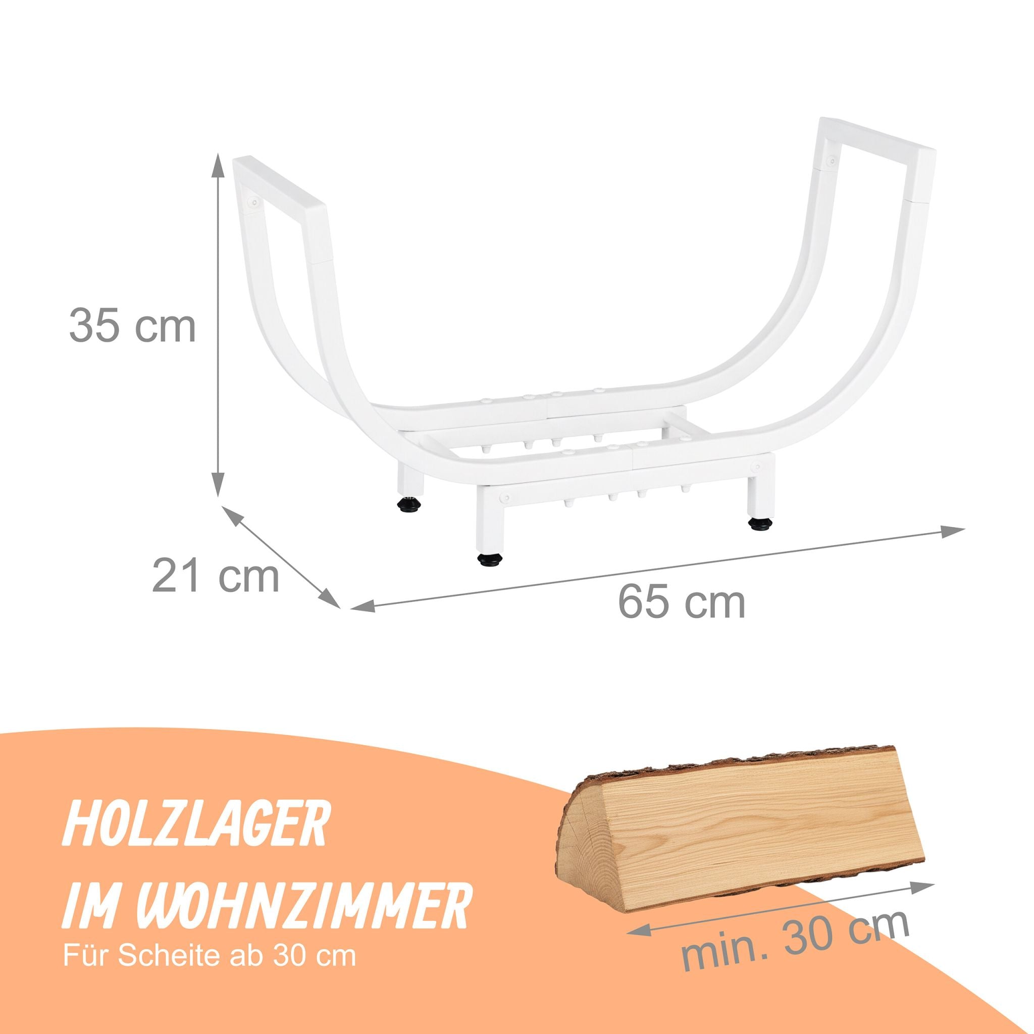 Kaminholzregal geschwungenen Design Weiss von Relaxdays