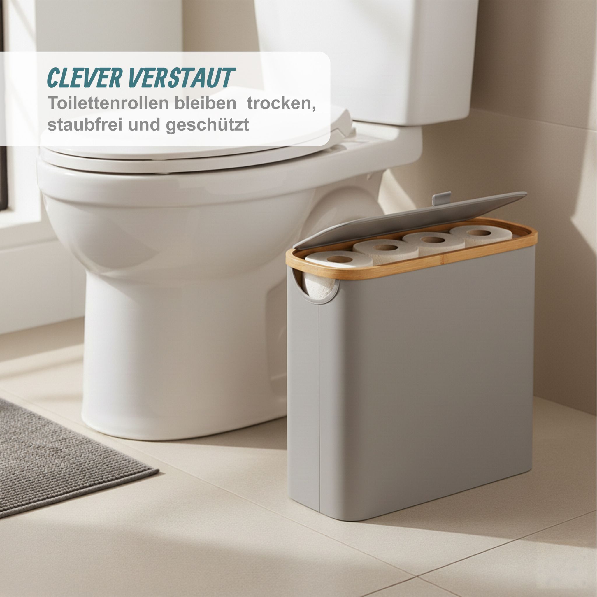 Toilettenpapier Aufbewahrung 12 Rollen Hellbraun-Grau