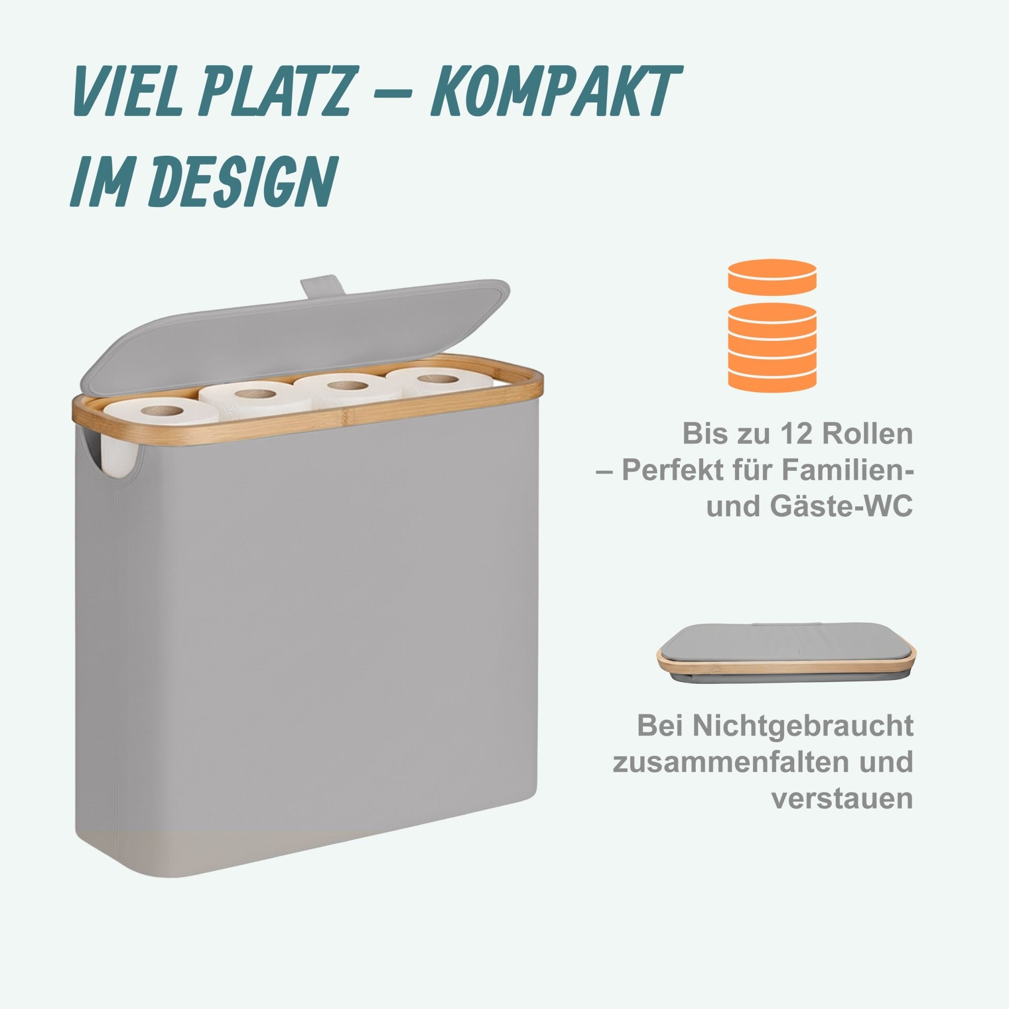Toilettenpapier Aufbewahrung 12 Rollen Hellbraun-Grau