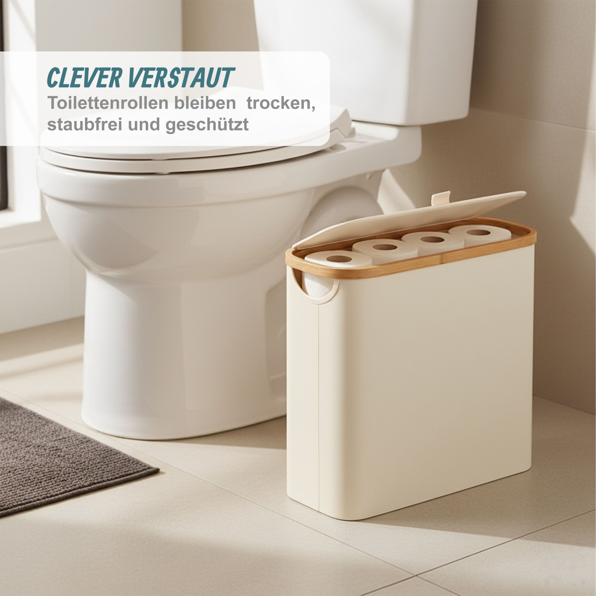 Toilettenpapier Aufbewahrung 12 Rollen Beige-Hellbraun