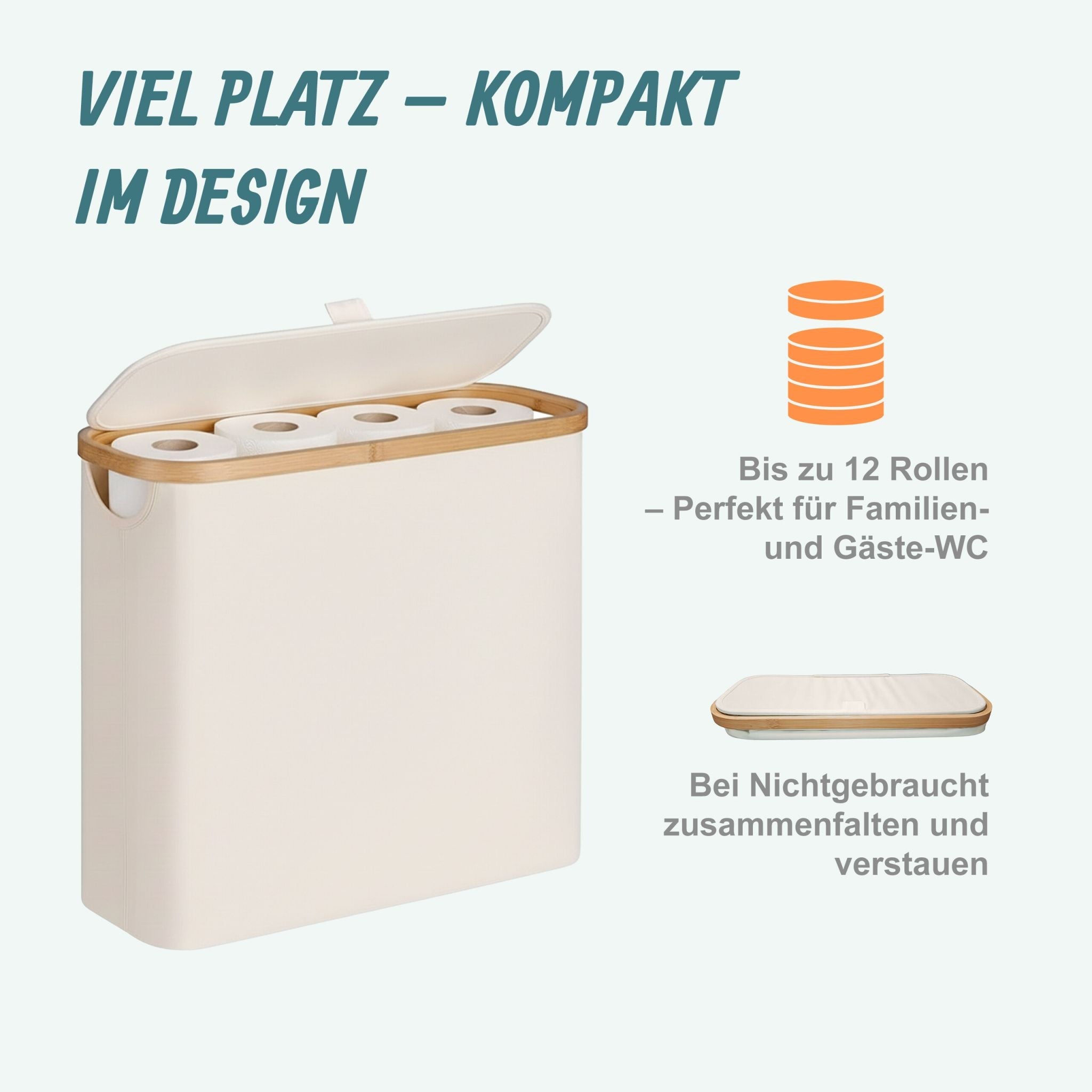 Toilettenpapier Aufbewahrung 12 Rollen Beige-Hellbraun