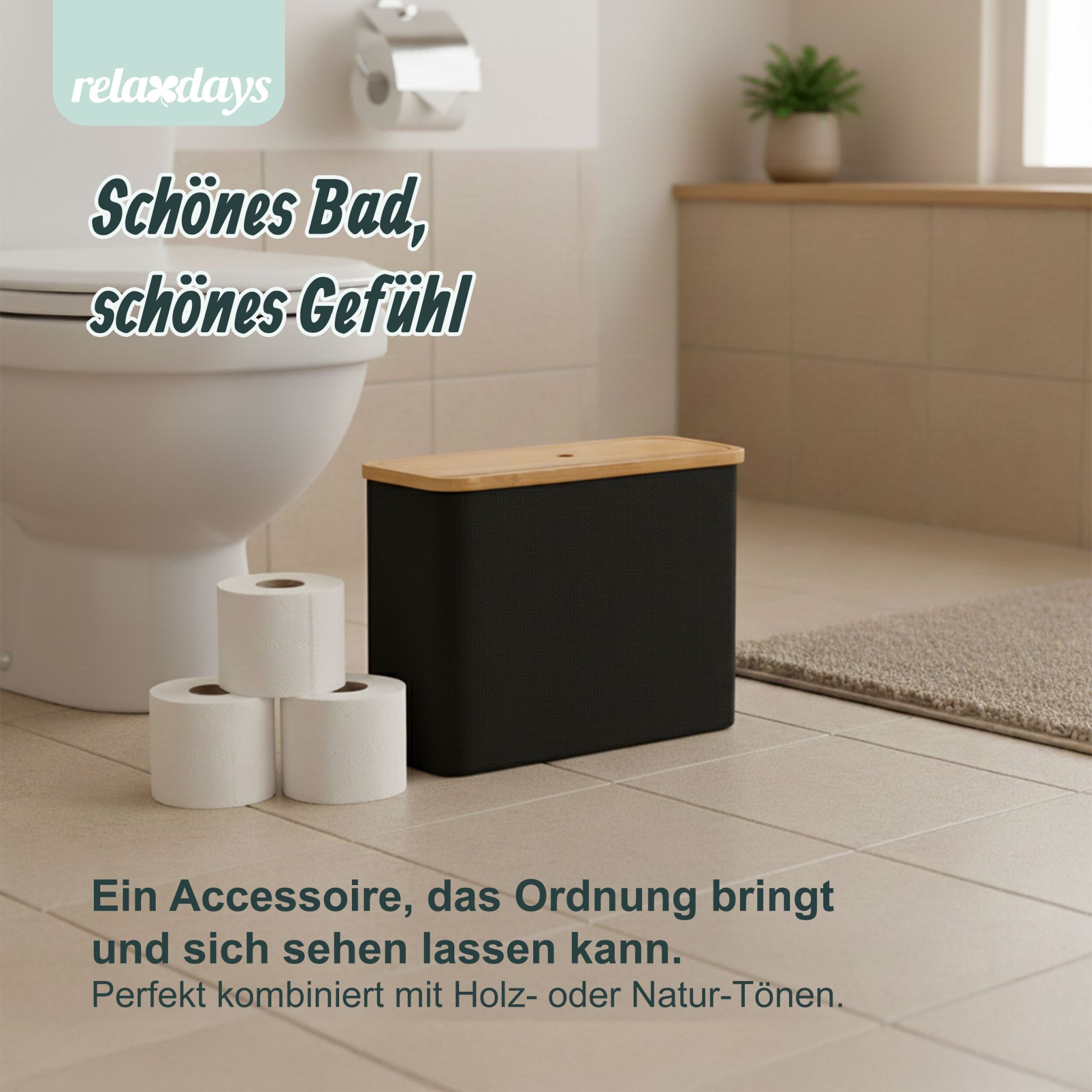 Toilettenpapier Aufbewahrung 12 Rollen Hellbraun-Schwarz
