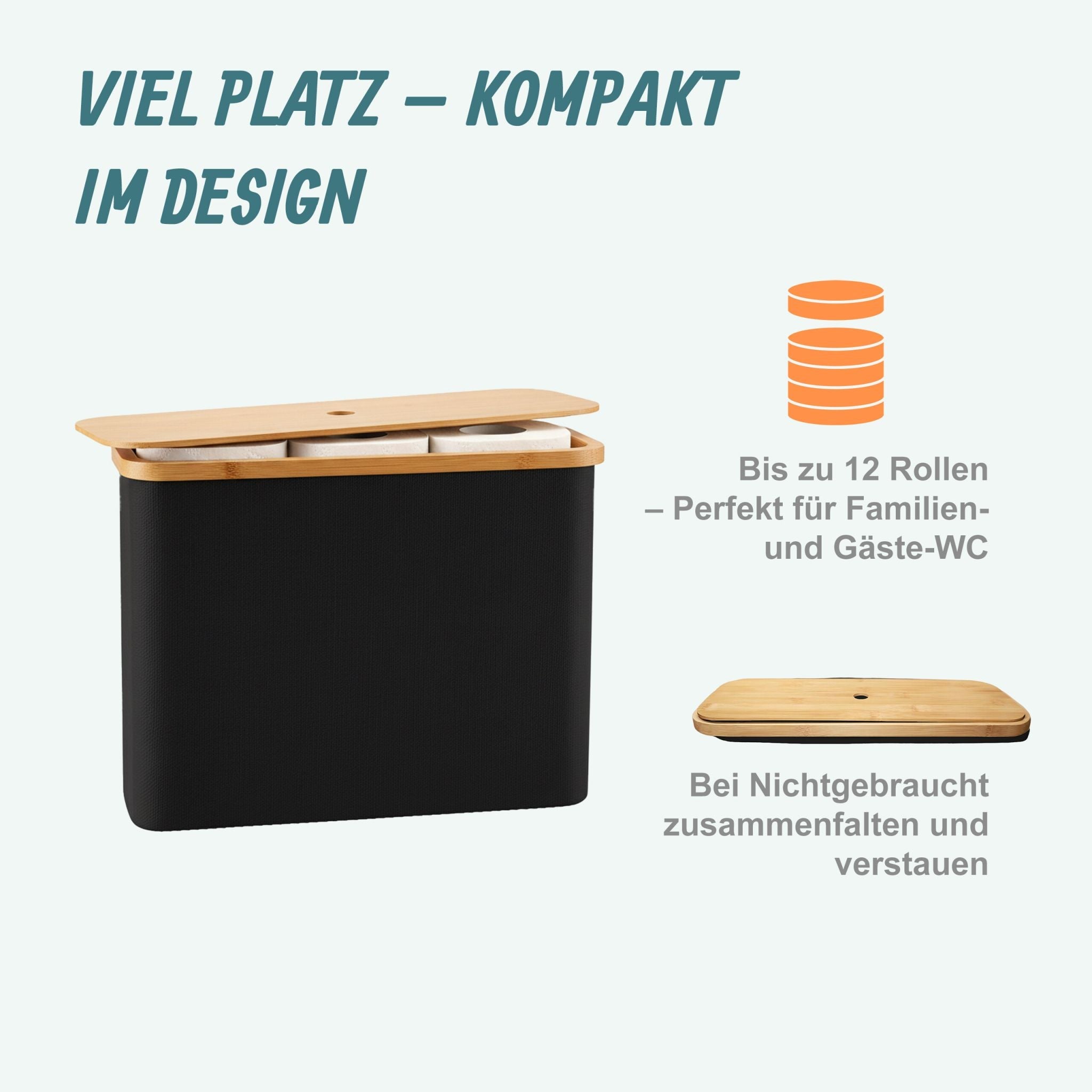 Toilettenpapier Aufbewahrung 12 Rollen Hellbraun-Schwarz