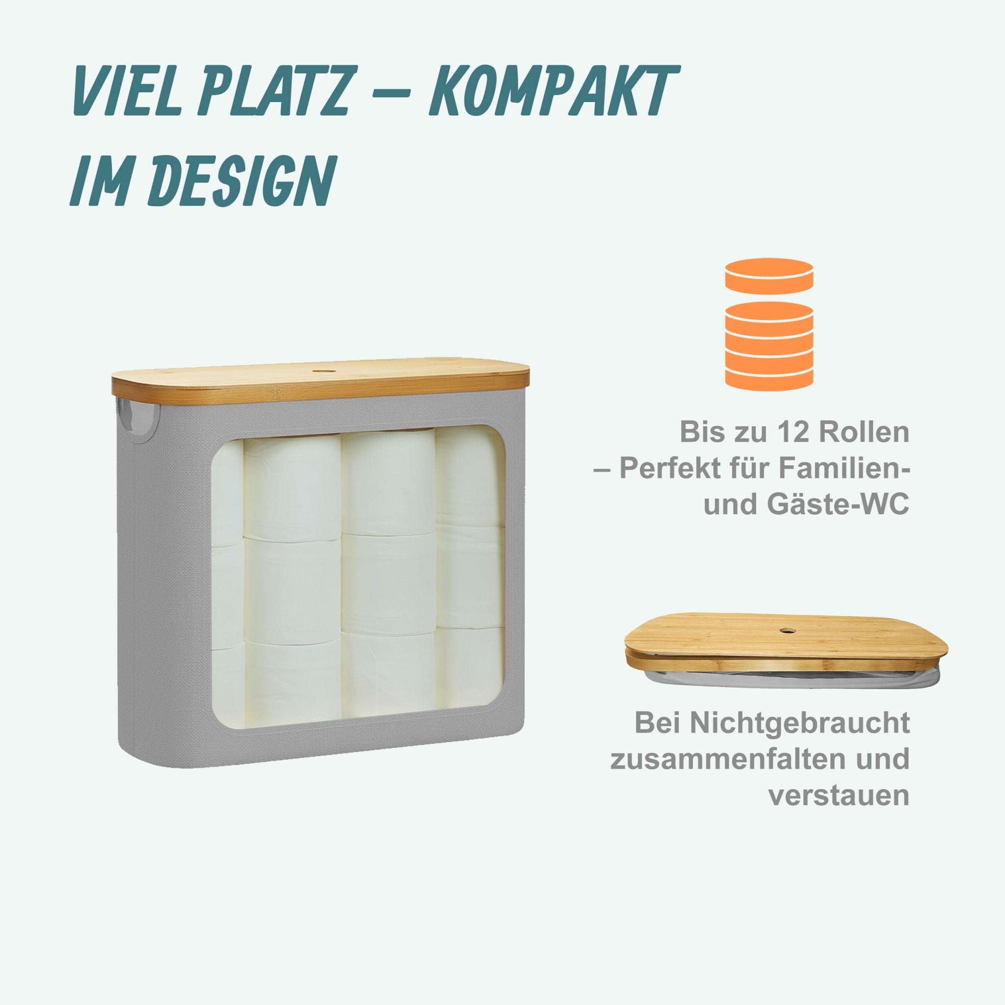 Toilettenpapier Aufbewahrung 12 Rollen Hellbraun-Grau