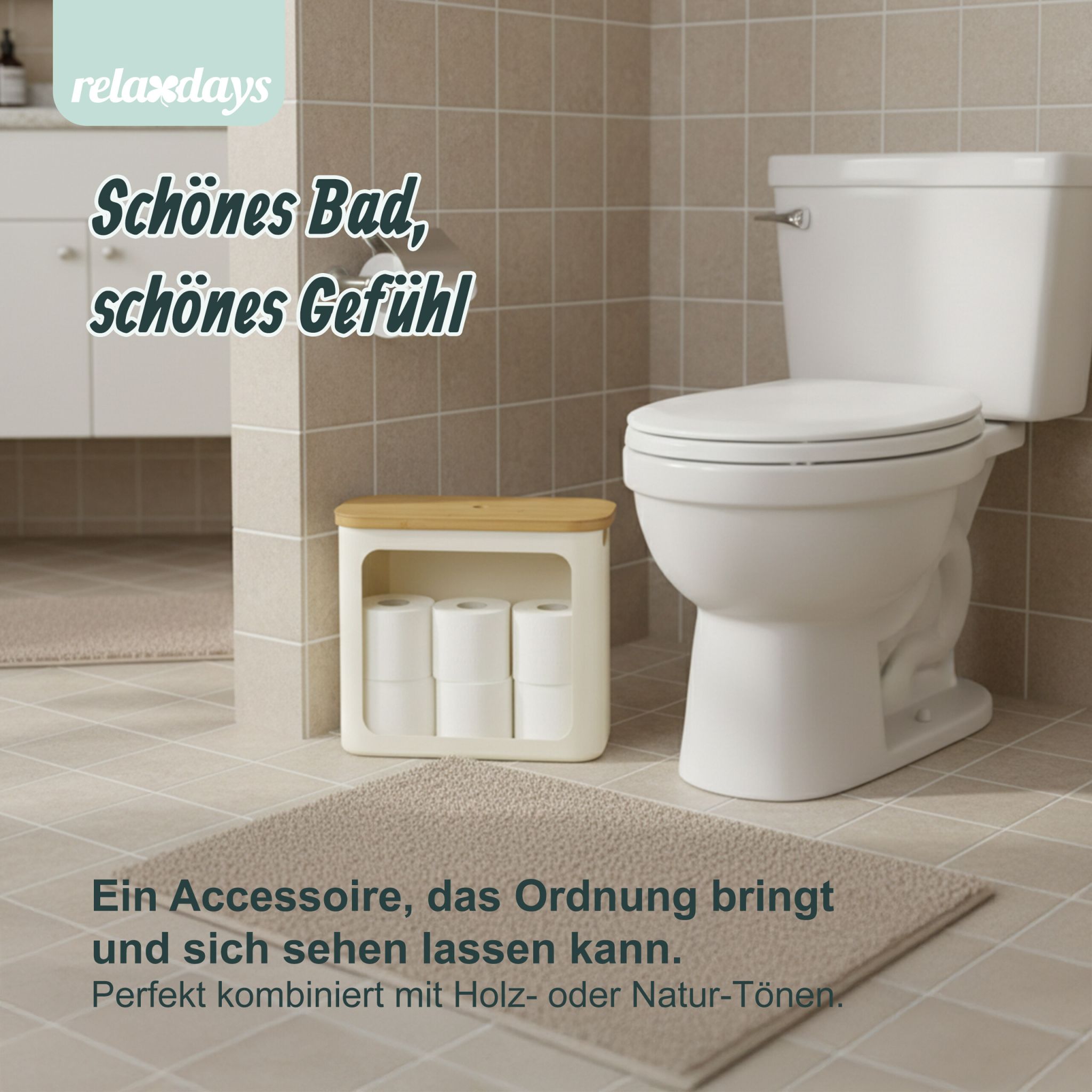 Toilettenpapier Aufbewahrung 12 Rollen Beige-Hellbraun