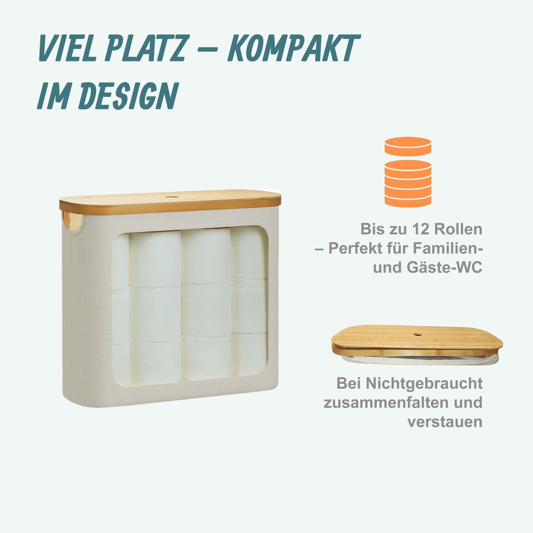 Toilettenpapier Aufbewahrung 12 Rollen Beige-Hellbraun