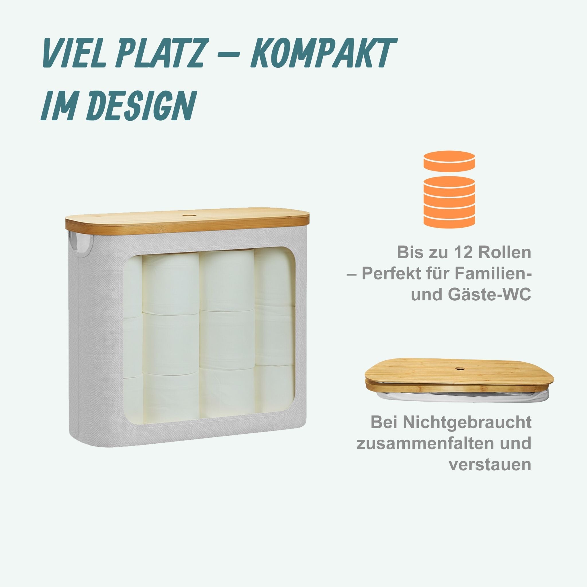 Toilettenpapier Aufbewahrung 12 Rollen Weiss-Hellbraun