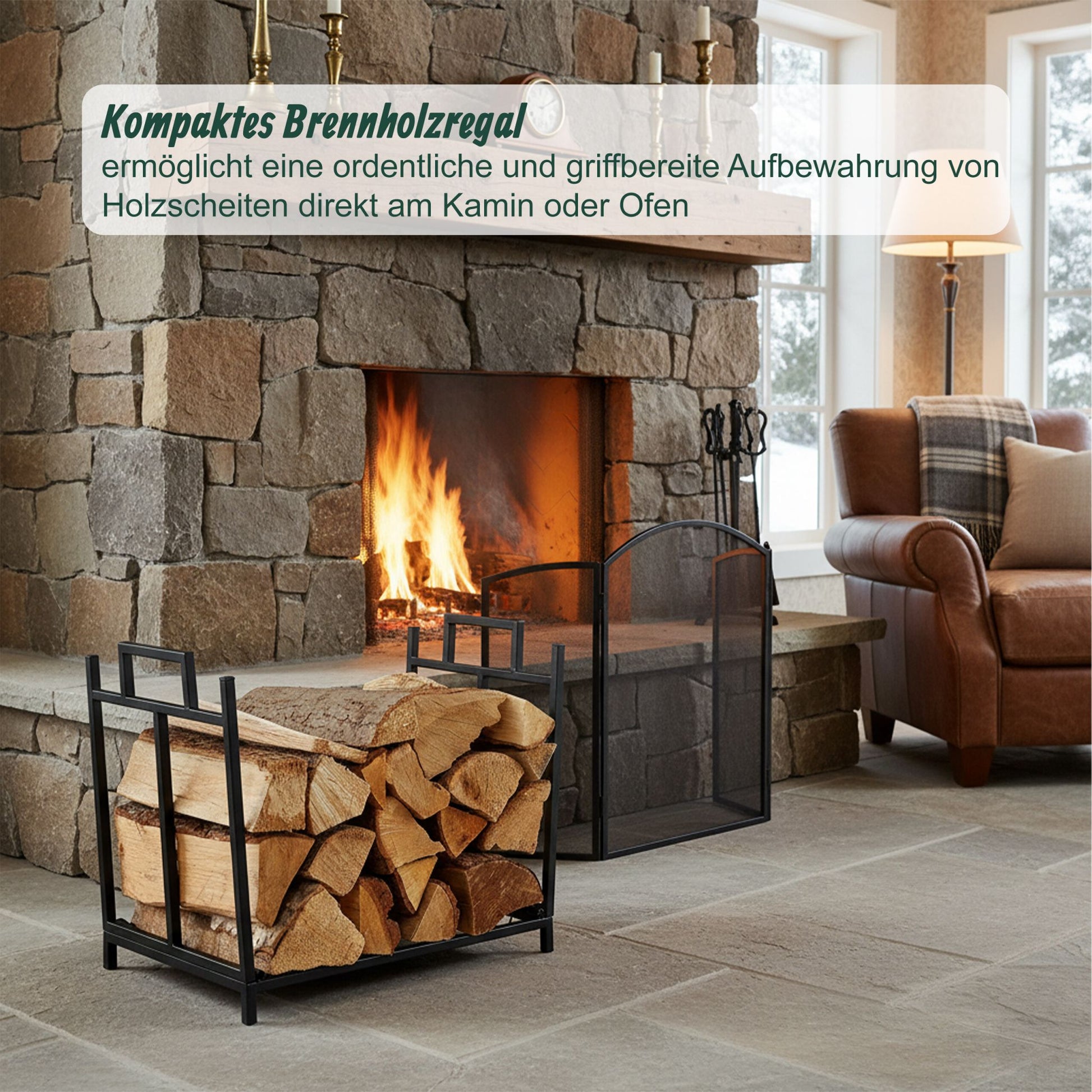 Faltbares Kaminholzregal Metall Schwarz von Relaxdays