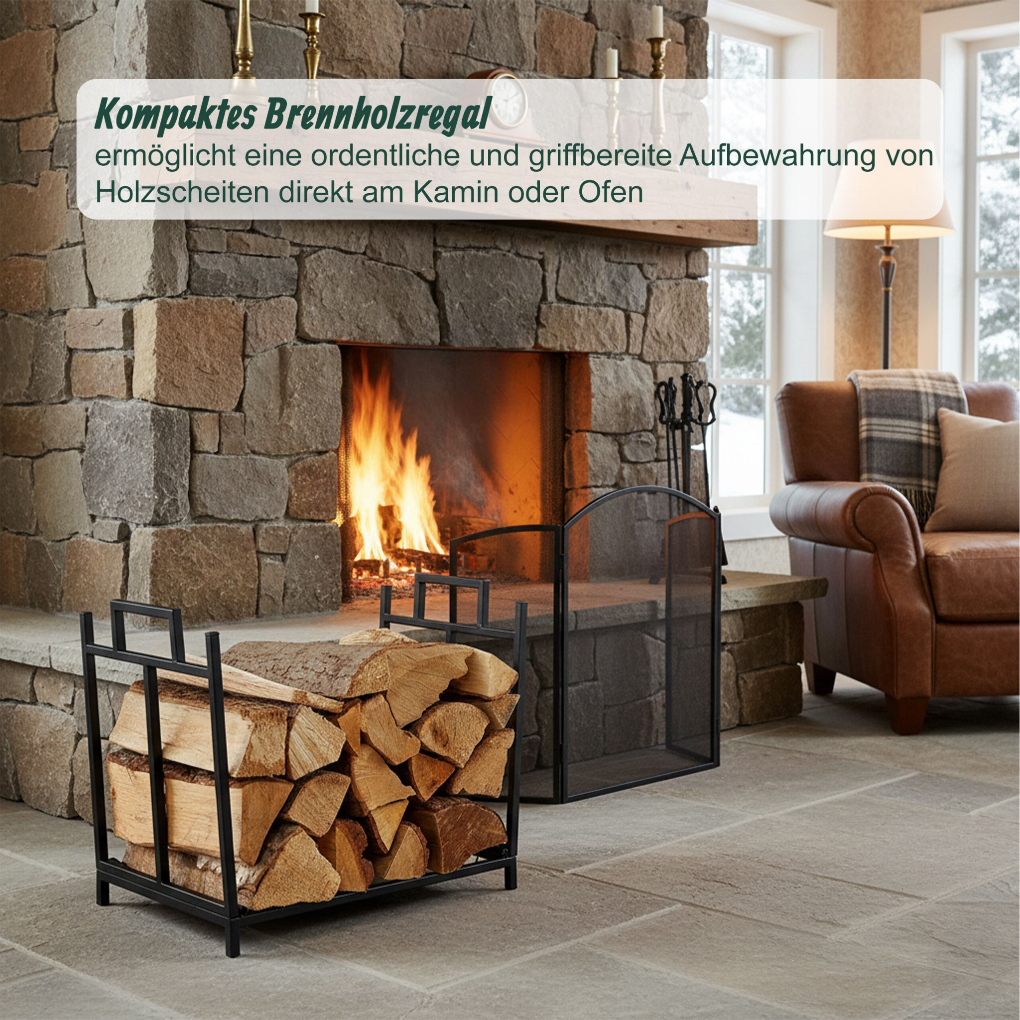 Faltbares Kaminholzregal Metall Schwarz von Relaxdays