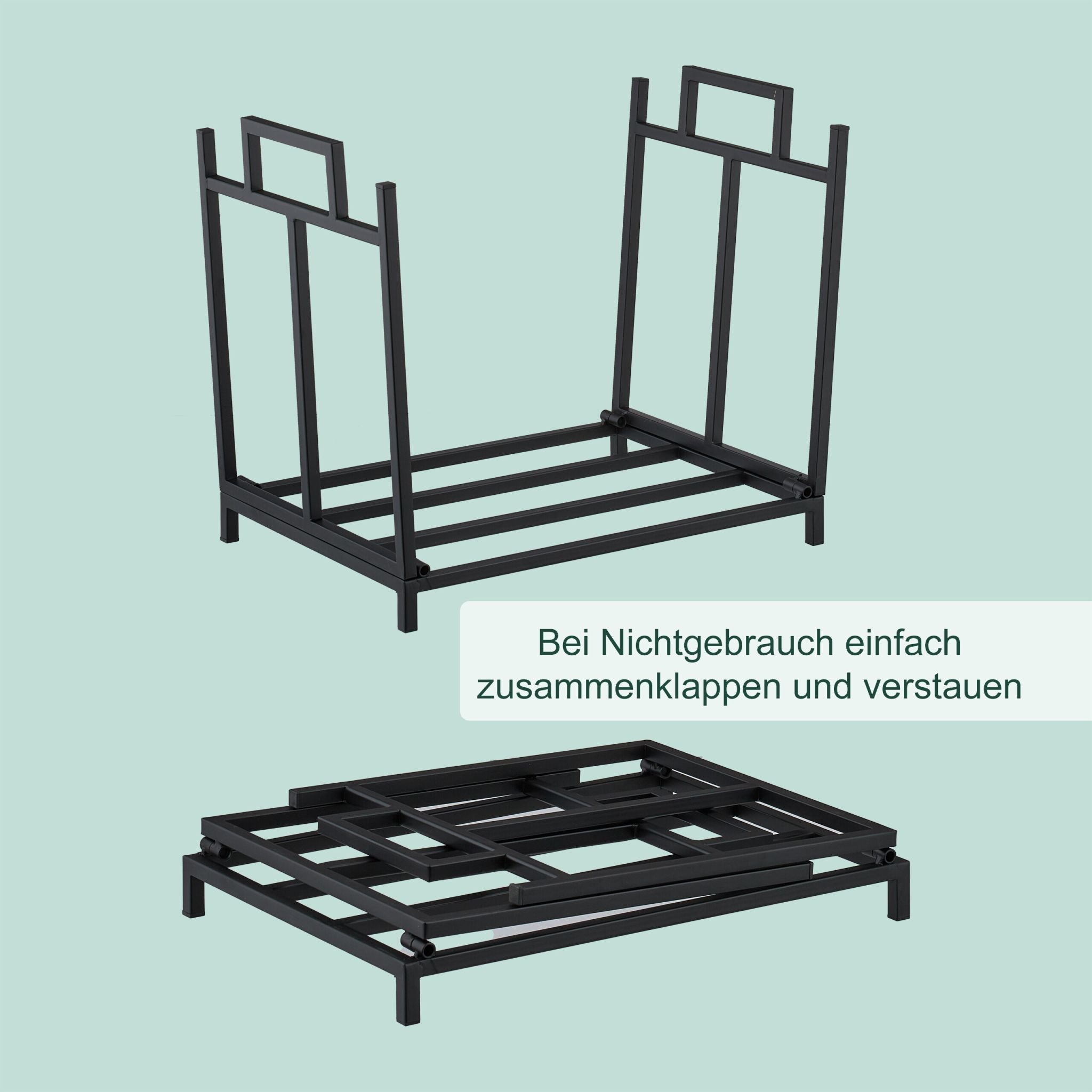 Faltbares Kaminholzregal Metall Schwarz von Relaxdays