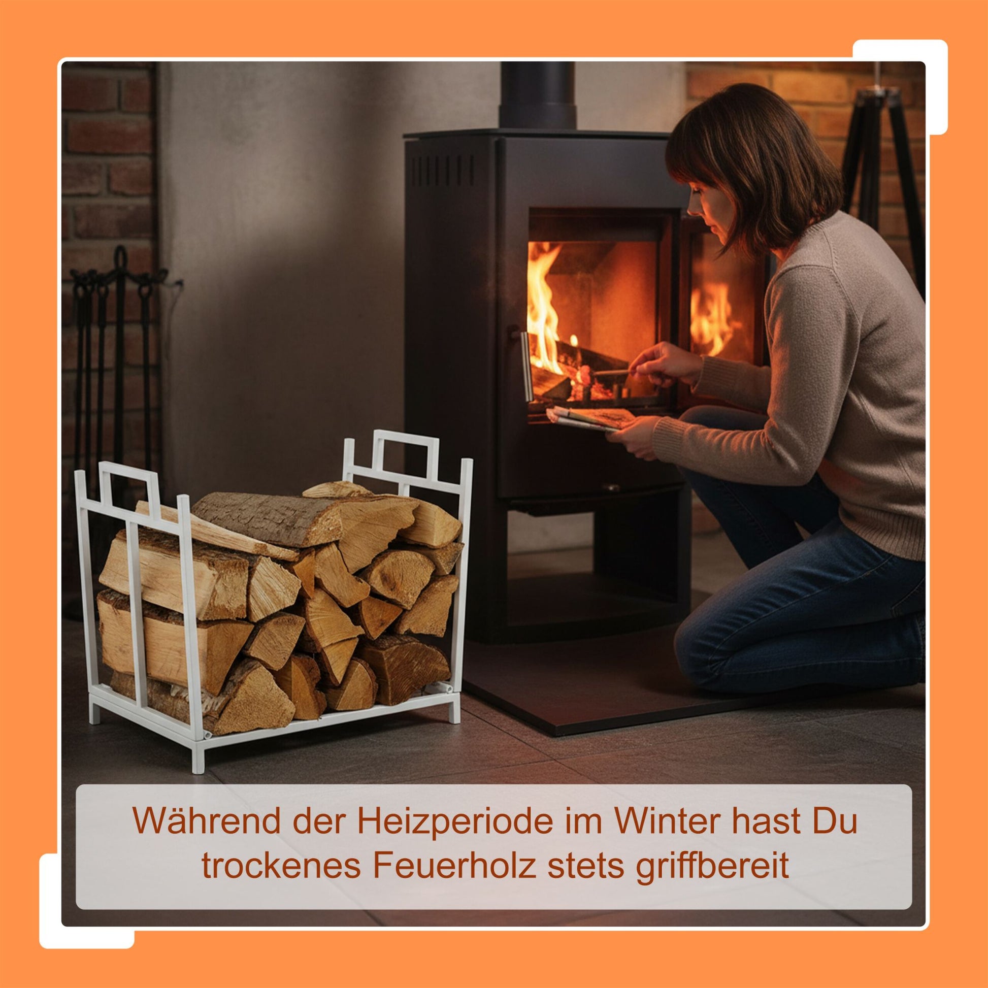 Faltbares Kaminholzregal Metall Weiss von Relaxdays