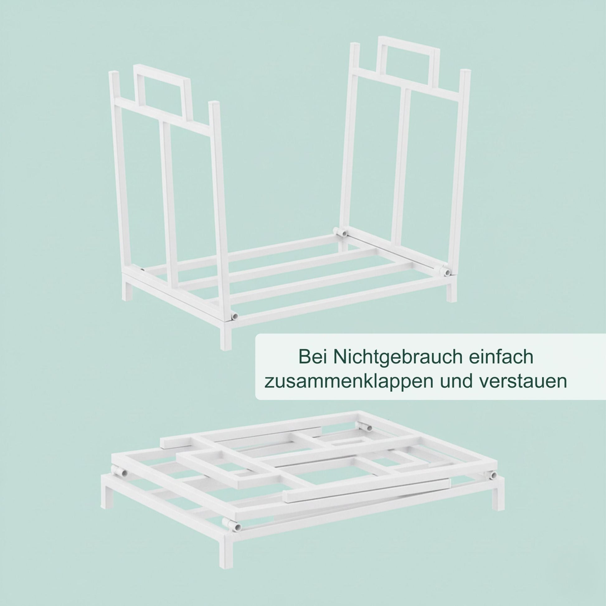 Faltbares Kaminholzregal Metall Weiss von Relaxdays