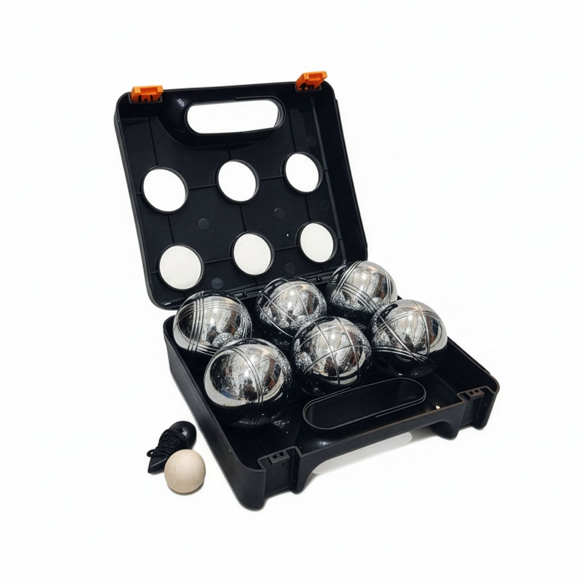Boule Kugelset mit 6 Kugeln Orange-Schwarz-Silber von Relaxdays